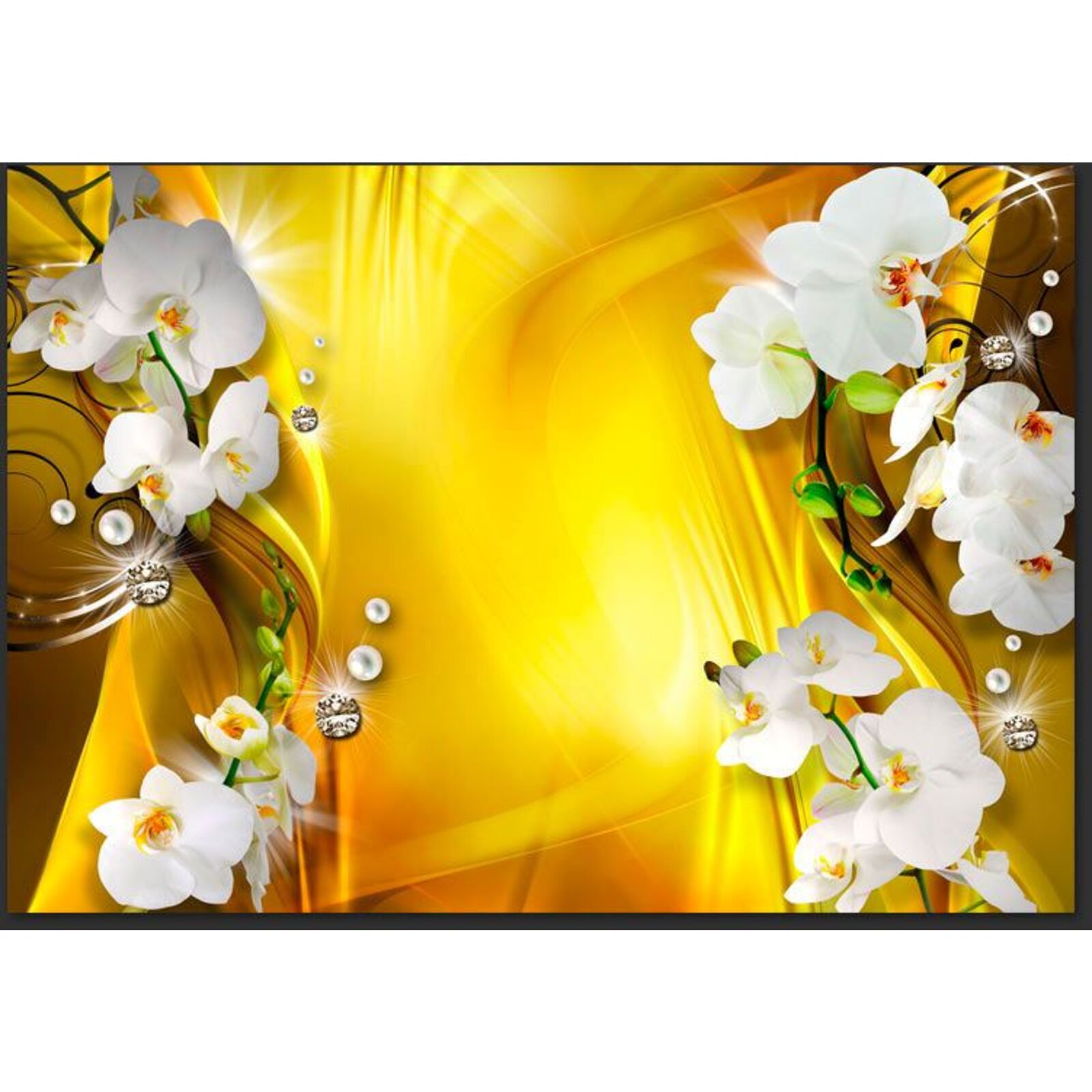 Papier peint orchidée en or - 300 x 210 cm - 2