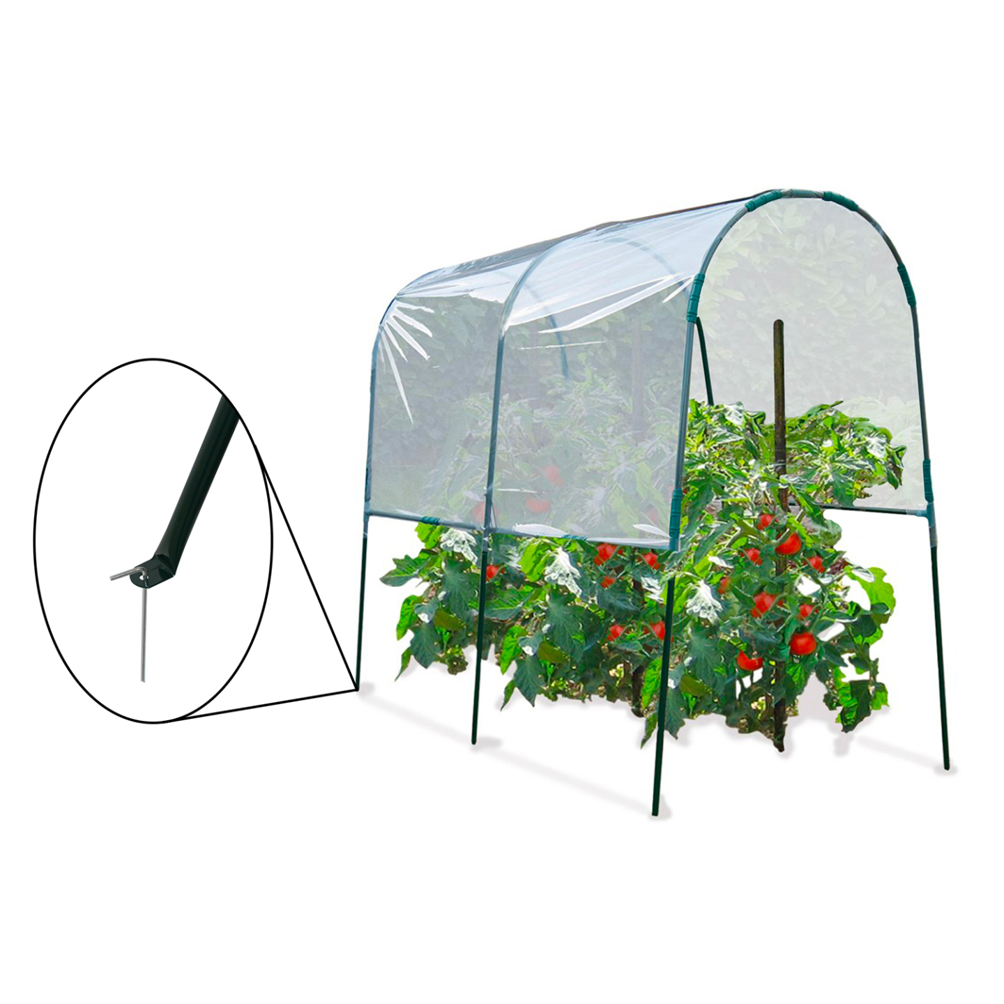 Serre à tomates de jardin 200 x 120 x 170 cm avec bâche transparente + arceaux en acier - 4