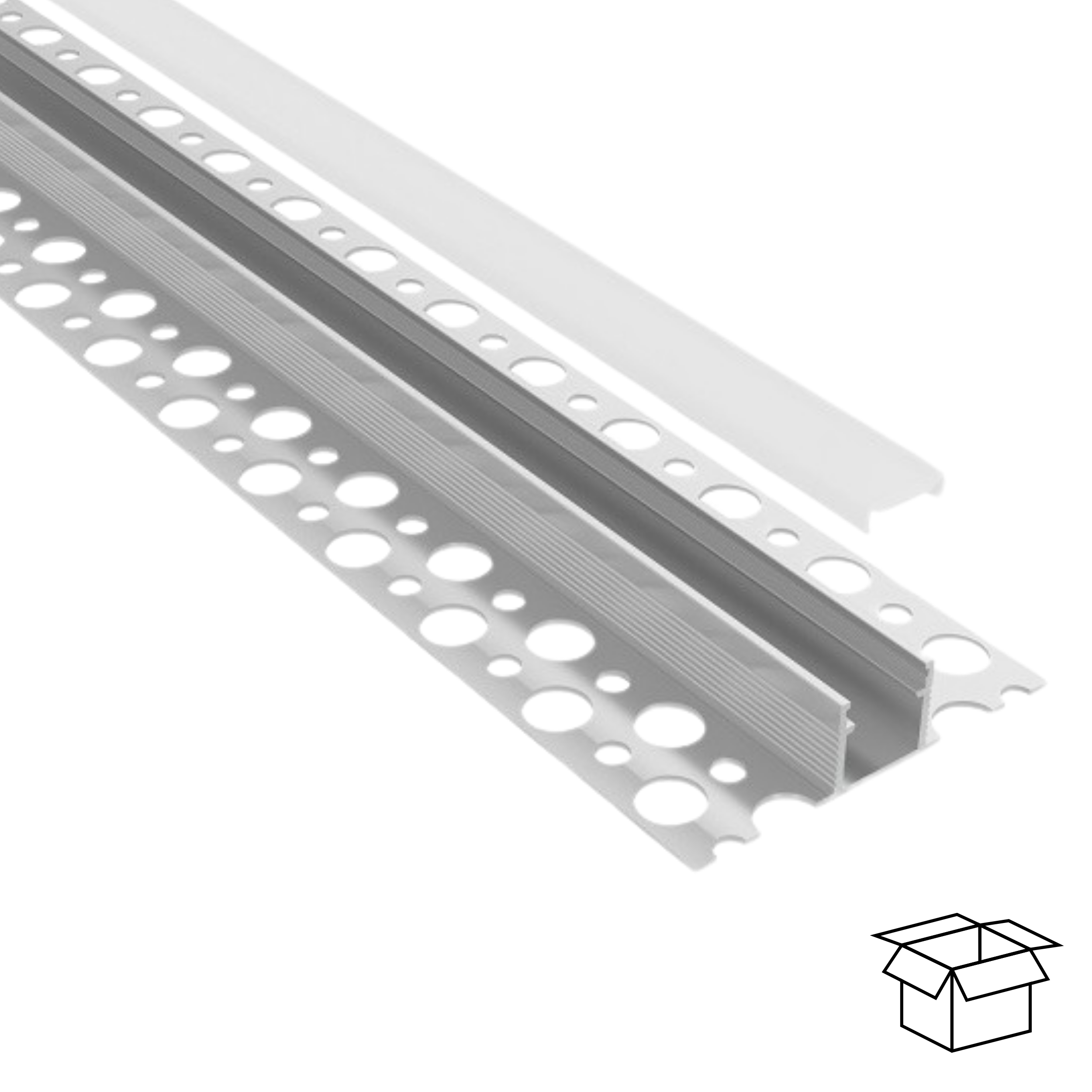 Profil de carrelage céramique avec canal d'éclairage à leds 2m Barres à leds encastrées + couvercle lumière continue (plat) - 4