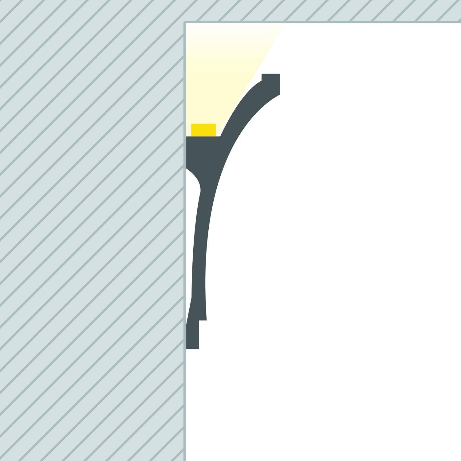 Moulure Flame 2m pour Ruban LED | Éclairage Décoratif Indirect | Installation Facile, Blanc, PS - 2
