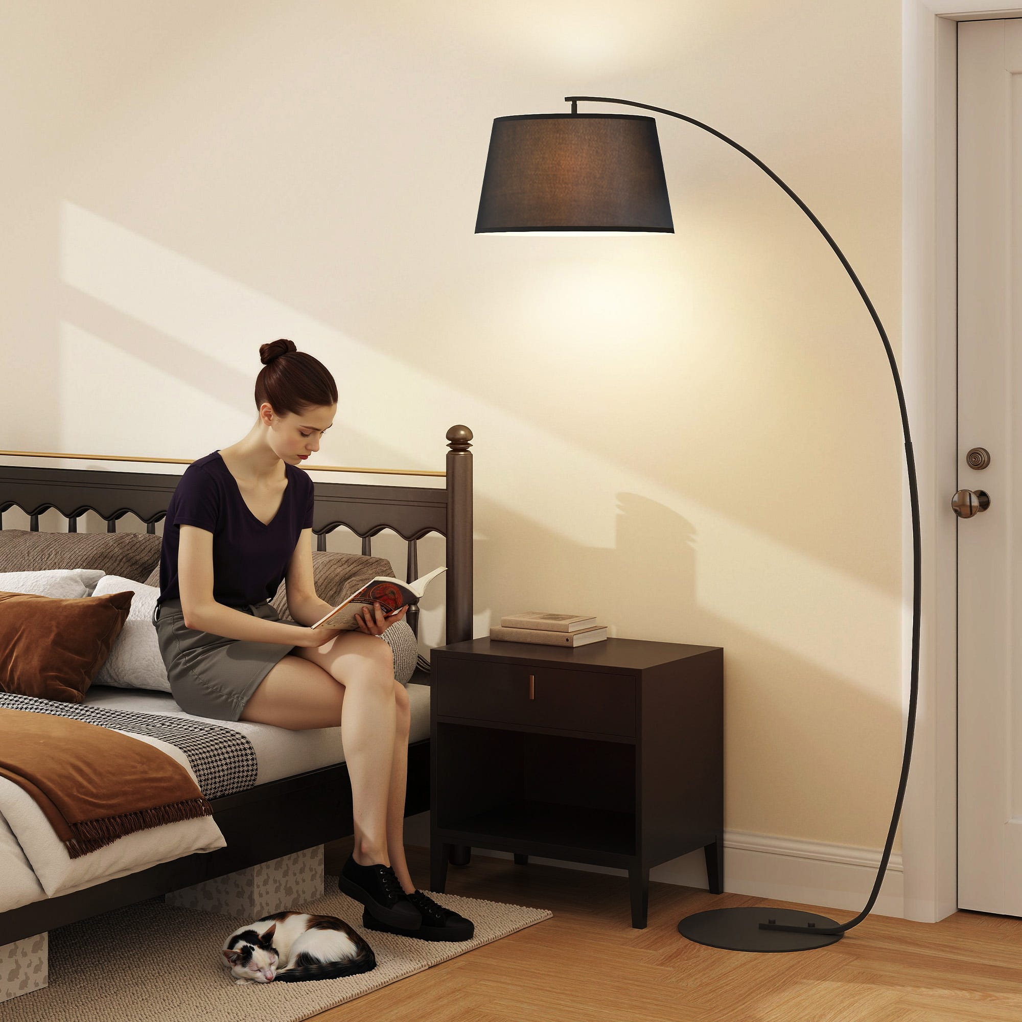 BAKAJI - Lampada Da Terra Moderna Con Paralume Cono, 180cm, Grigio E Bianco - Foto 2