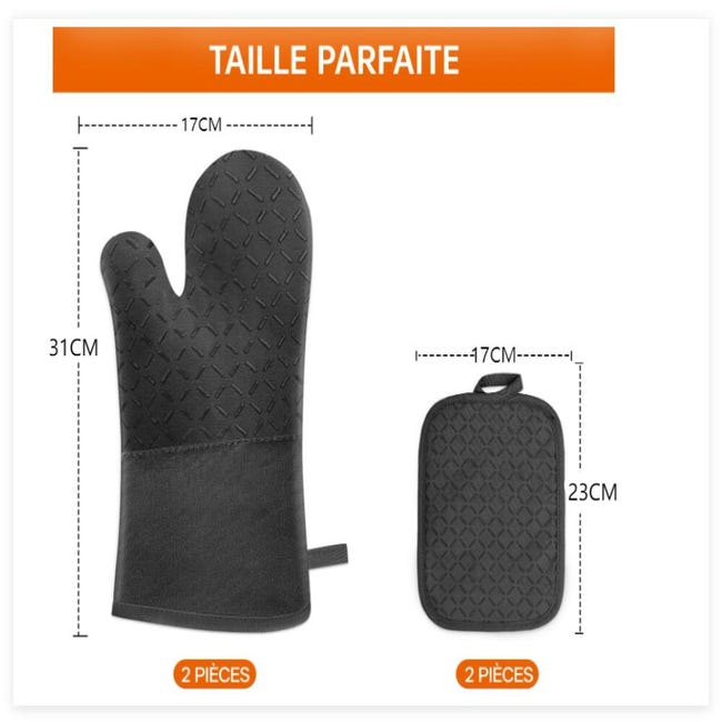 Guanti Da Forno In Silicone Antiscivolo | Set Da 2 Resistenti Al Calore Con Fodera In Cotone | Presine Impermeabili Per Cucina E Griglia