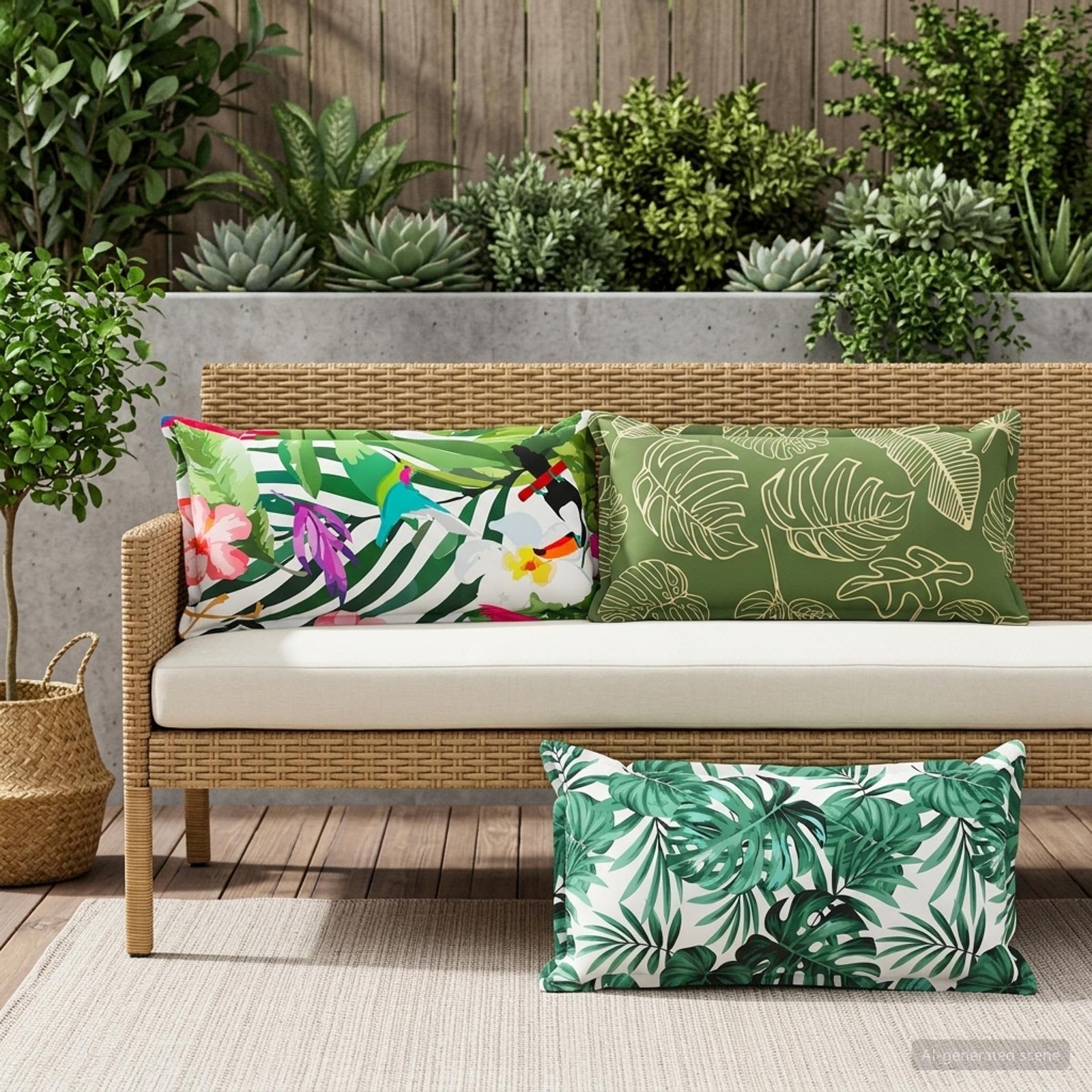 Cojín decorativo, 6 piezas, estampado de hojas, para salón, 40 × 80 cm ...