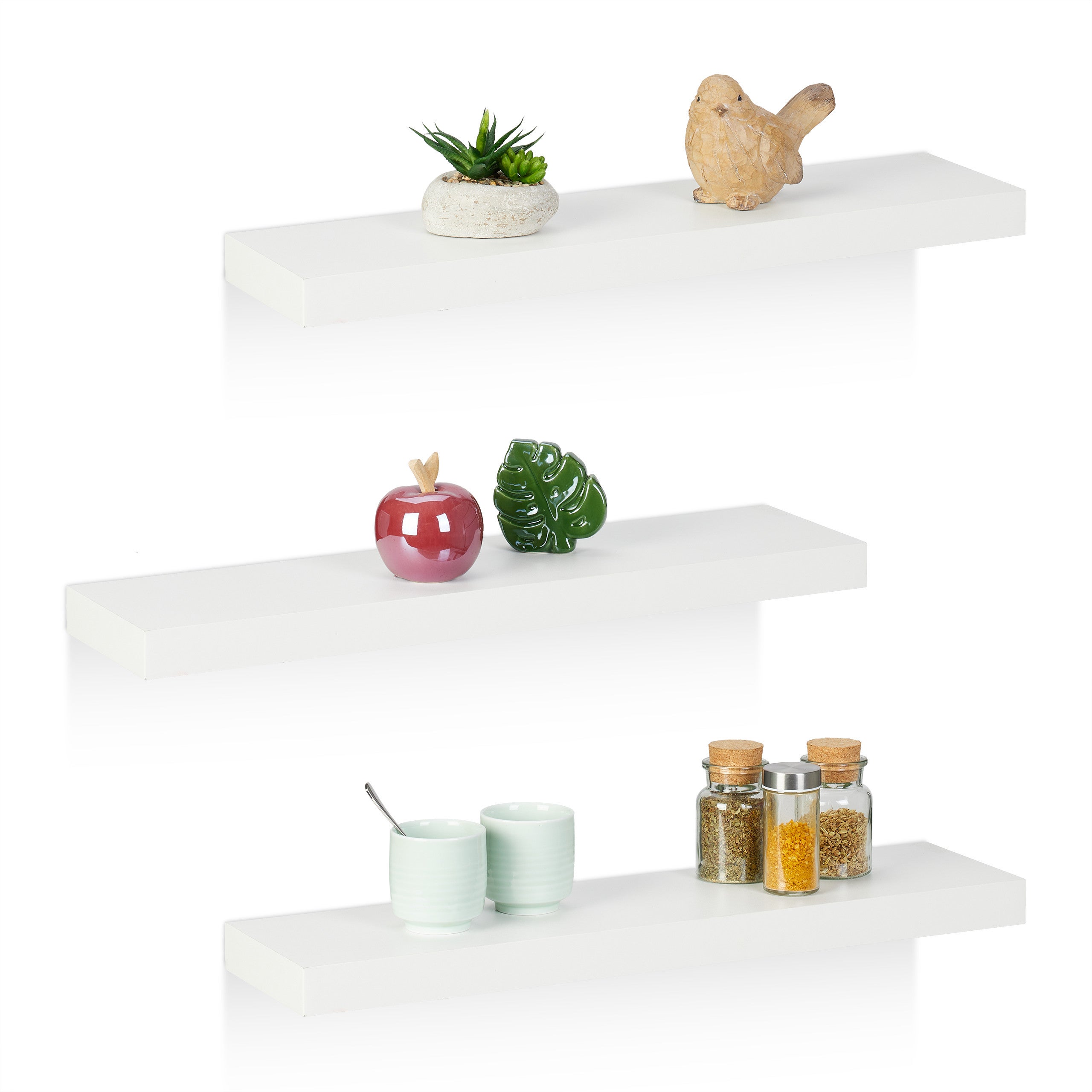 Relaxdays Set 3 Mensole Esagonali Sospese, Scaffale Muro, Libreria