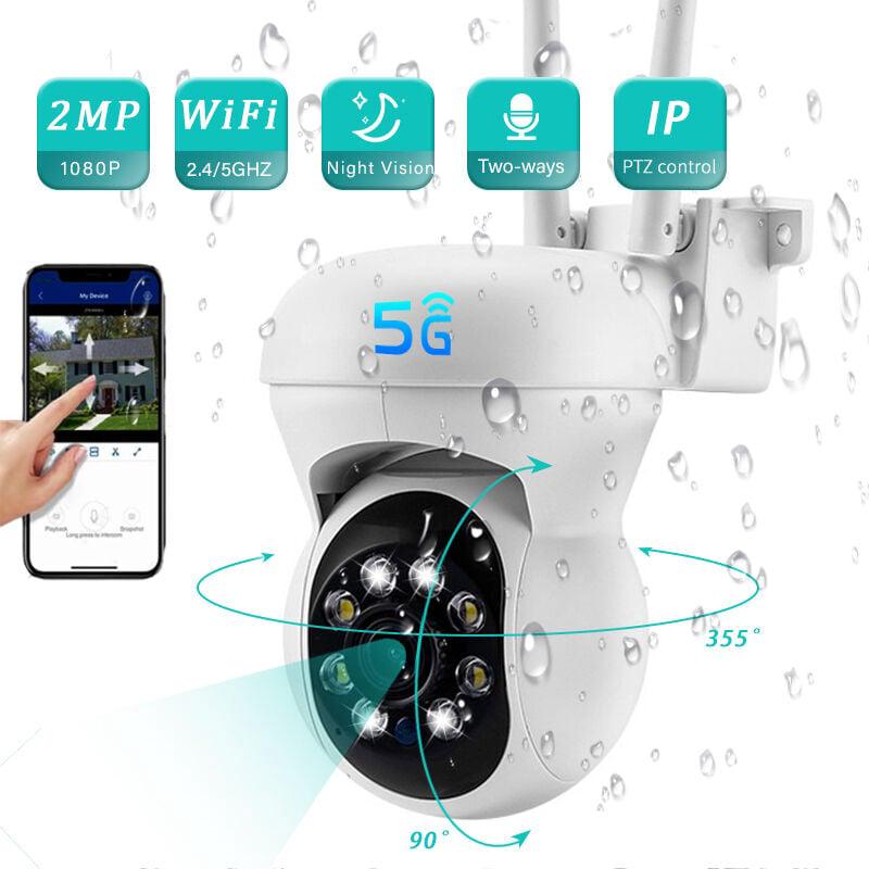 Zewnętrzna kamera IP WiFi 2.4 + 5G HD 1080P PTZ 2MP z 4-krotnym zoomem cyfrowym, śledzeniem ludzi i kolorowym trybem nocnym