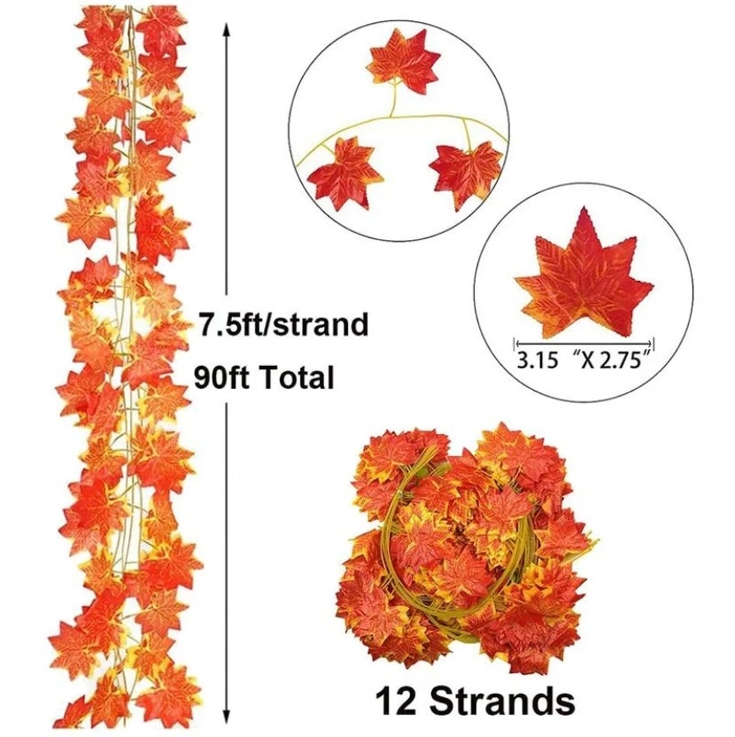 Künstliche Herbst Girlande Mit Ahornblättern - 175 Cm Deko Für Herbst Und Thanksgiving