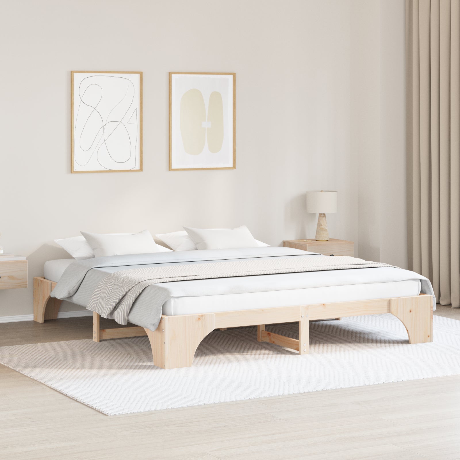 Ramka łóżka Naturalny 180 x 200 cm Lite drewno sosnowe vidaXL
