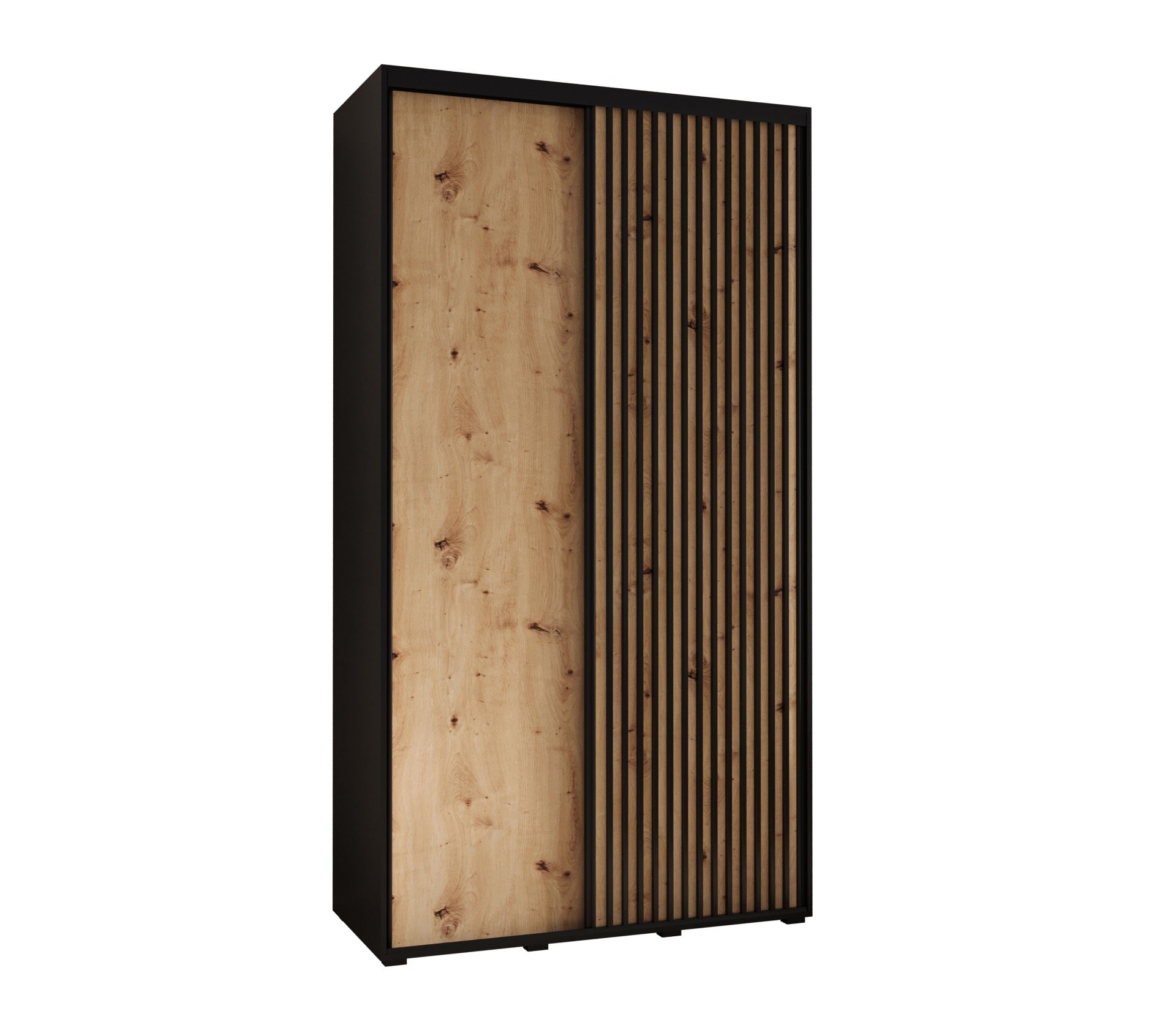 Szafa przesuwna wysoka Lanko 1 140 x 60 x 235,2 cm czarny + artisan + lamele czarny - Abiks Meble
