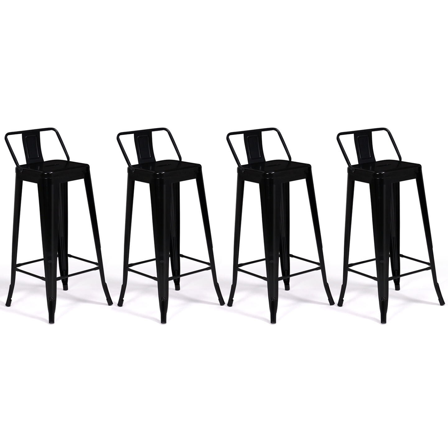Lot de 4 tabourets de bar LENY métal noir mat et dossier aspect brut factory - 5