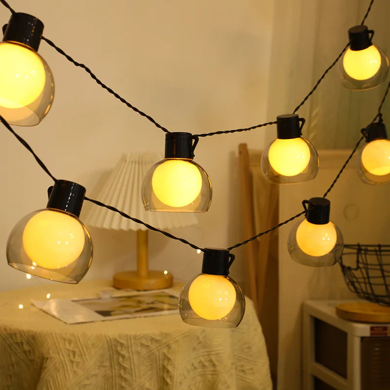 Luzes de corda para exterior de 10 m, Candeeiro de jardim à prova de água com 40 lâmpadas, Luzes de corda para decoração de Natal, luz quente 2700K - 9