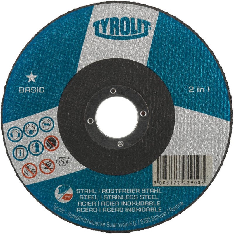 Tarcza tnąca BASIC D125x1mm prosta 2w1 Otwór 22,23mm TYROLIT