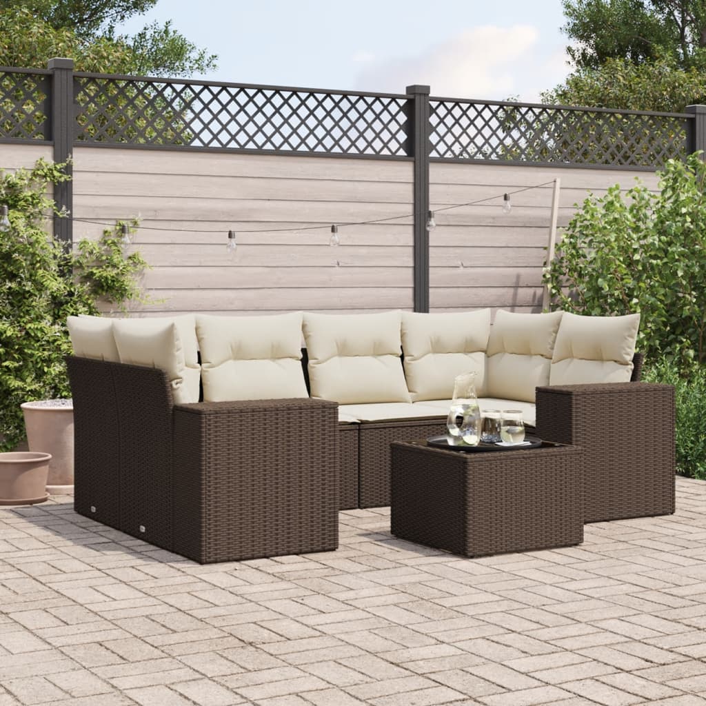 7-cz. zestaw wypoczynkowy do ogrodu, z poduszkami, brązowy vidaXL