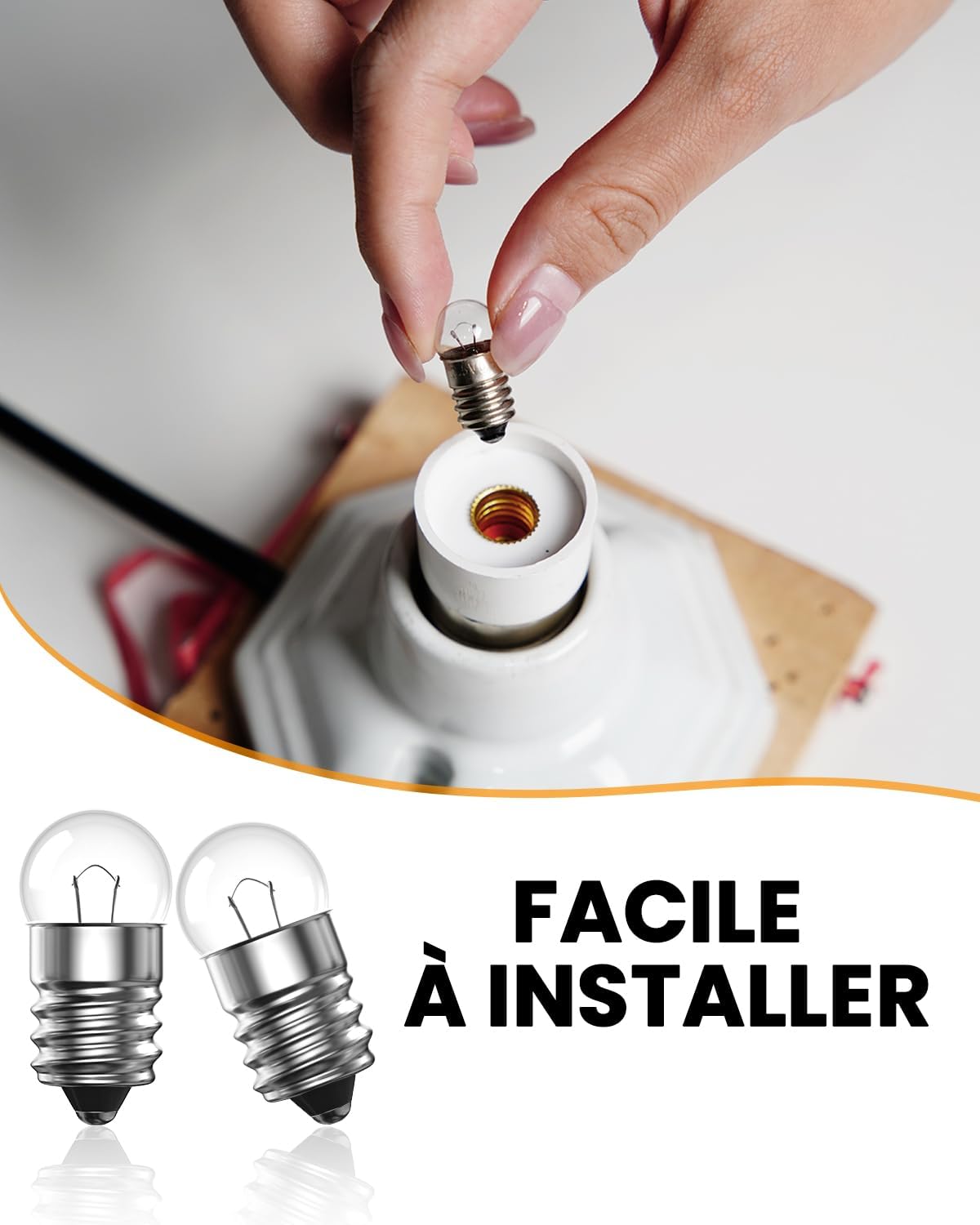 Lot de 10 Mini Ampoules E10 2,5V 0,5A, 1W Miniature à Culot à Vis Blanc Chaude pour Expérience Physique électrique et Lampe de Poche - 6