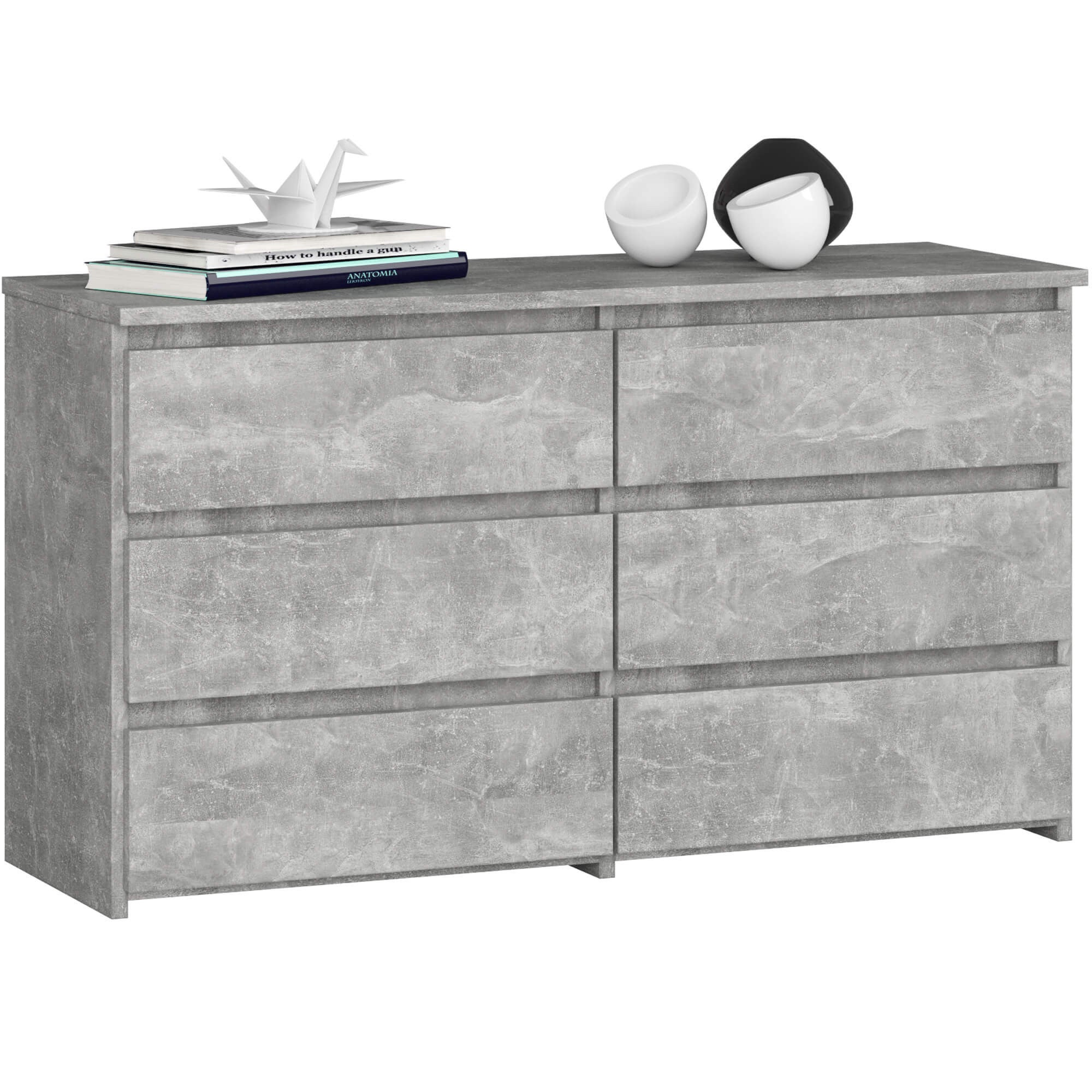 Komoda AKORD CL100 Szary Beton 100 cm 6 szuflad kolor Beton mat 100x35x57 cm