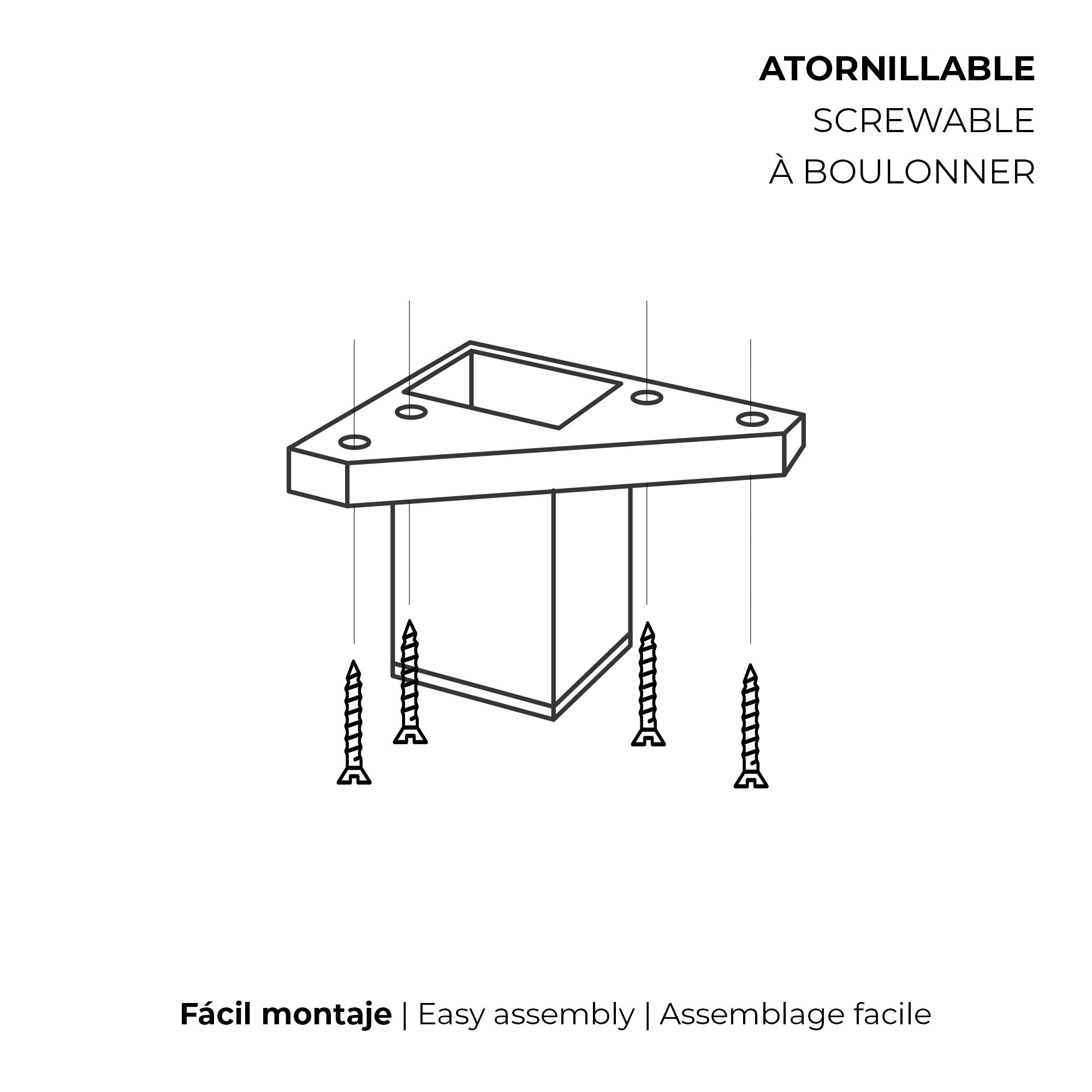 Pied de meuble | Style fonctionnel | En ABS | Finition noire | Mesures 42*42*52mm | Hauteur : 5,2 cm | Installation facile par boulonnage | 1 unité - 4