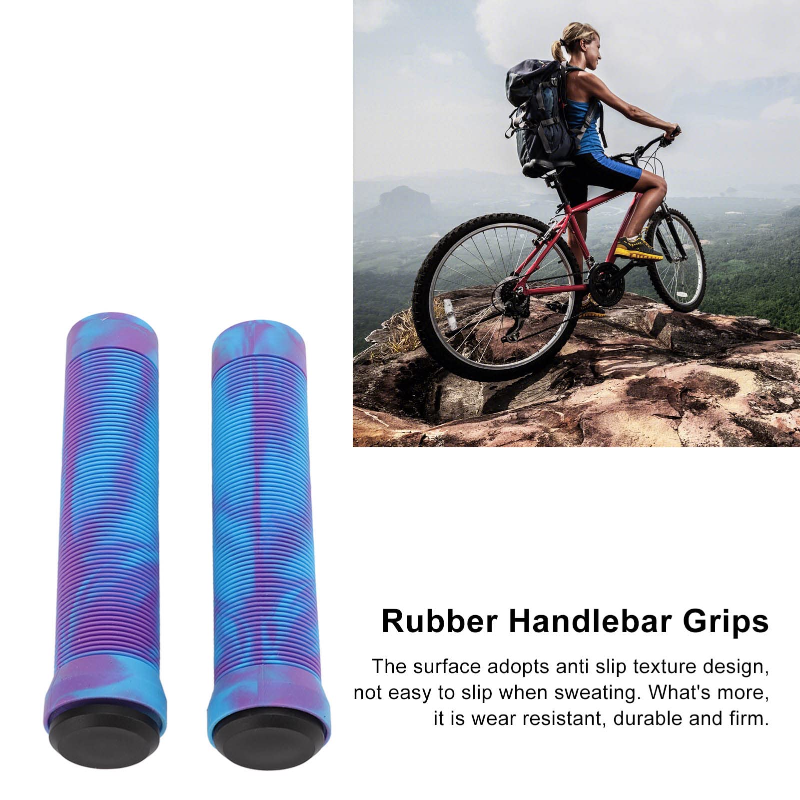 Poignee Trotinette TPR Poignée De Guidon De Vélo, Antidérapantes Avec Deux Serrure En Aluminium, Caoutchouc Pour Trottinette Micro