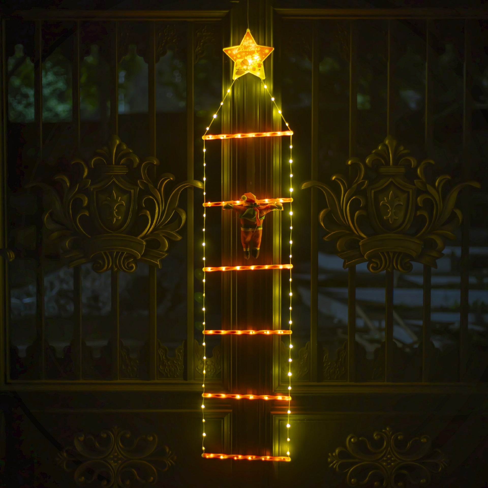 Échelle Décorative Murale De Noël Avec Lumières LED – Décoration Rustique Pour Intérieur (72x10 Cm)