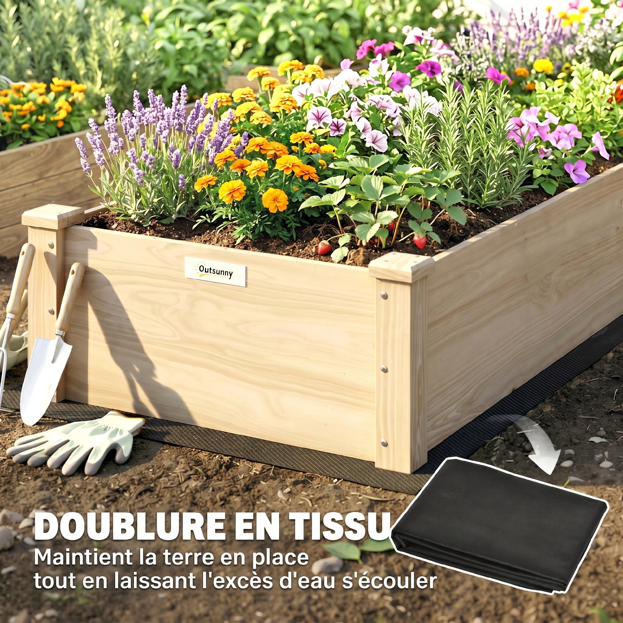 Potager de Jardin Bois de pin Outsunny - 6