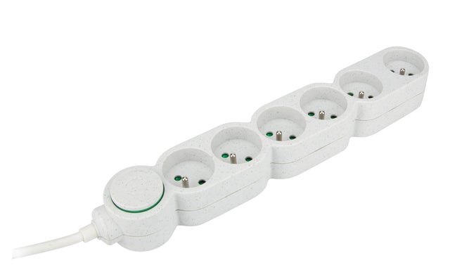 Bloc multiprise écoresponsable 6 prises 2P+T Home Green - Blanc - Zenitech