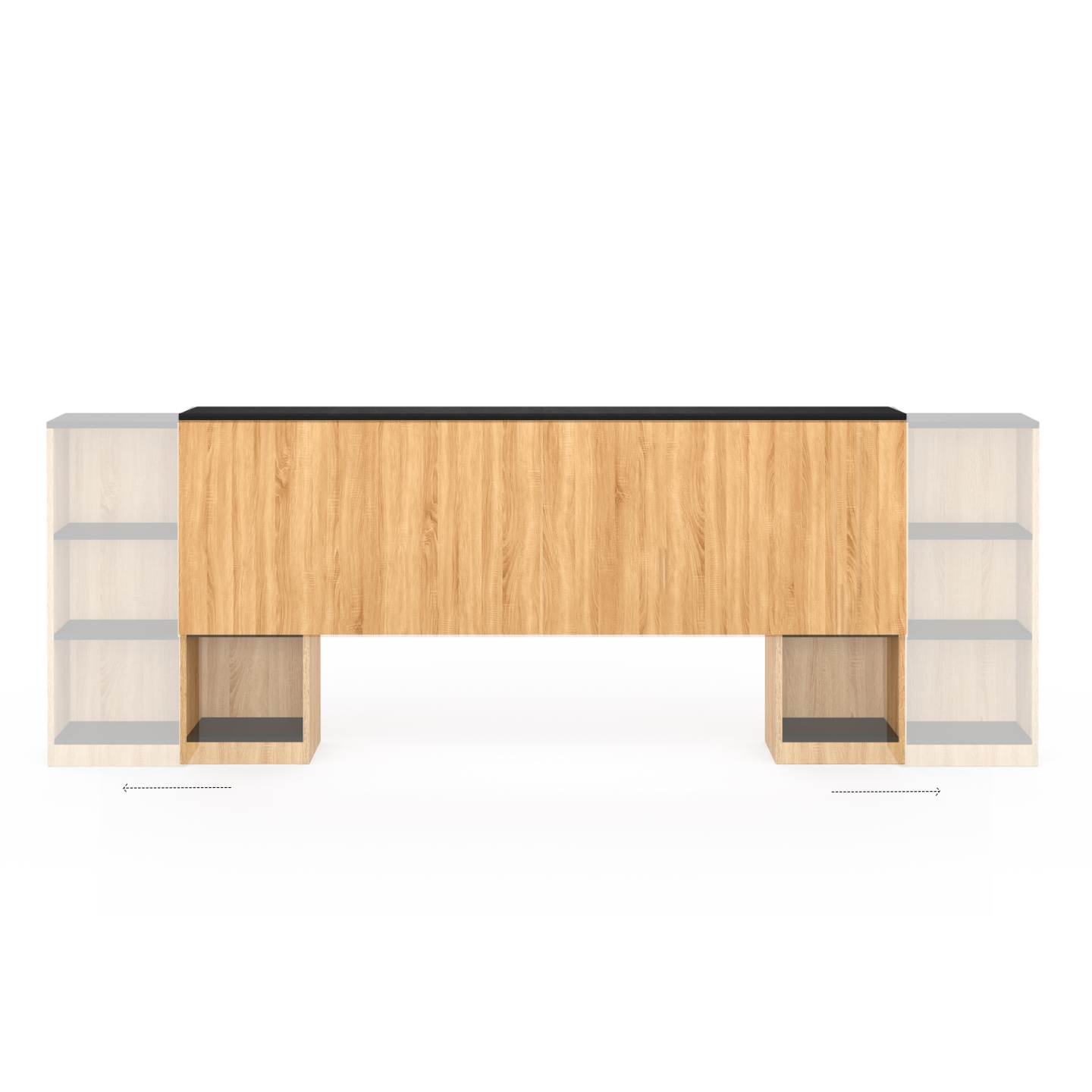 Tête de lit sur pied extensible avec chevets coulissants CATBA pour lit 140 et 160 cm façon bois et noir - 3