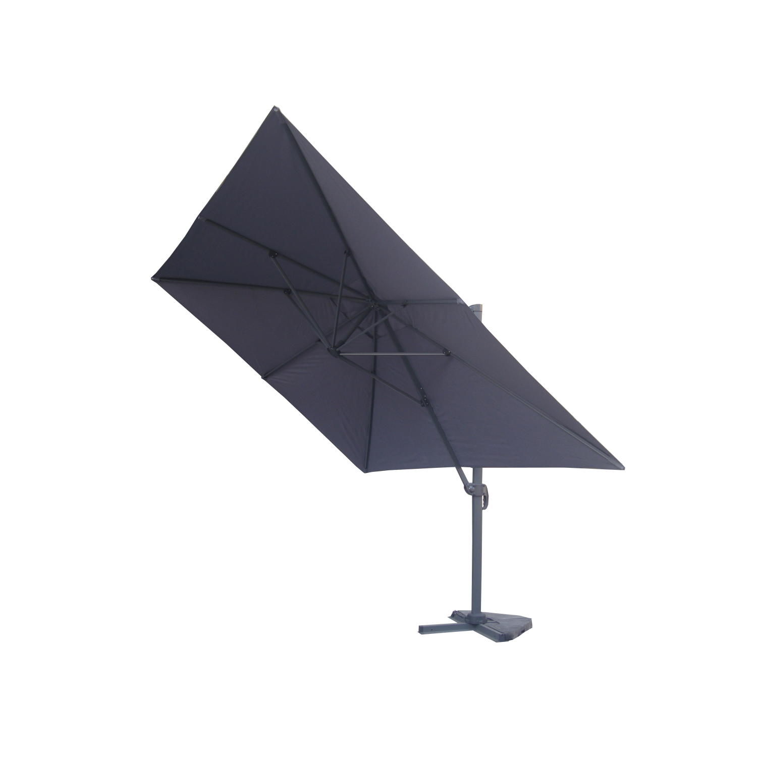 Bundle parasol 3x4m déporté rotatif gris + housse CESARE - 5