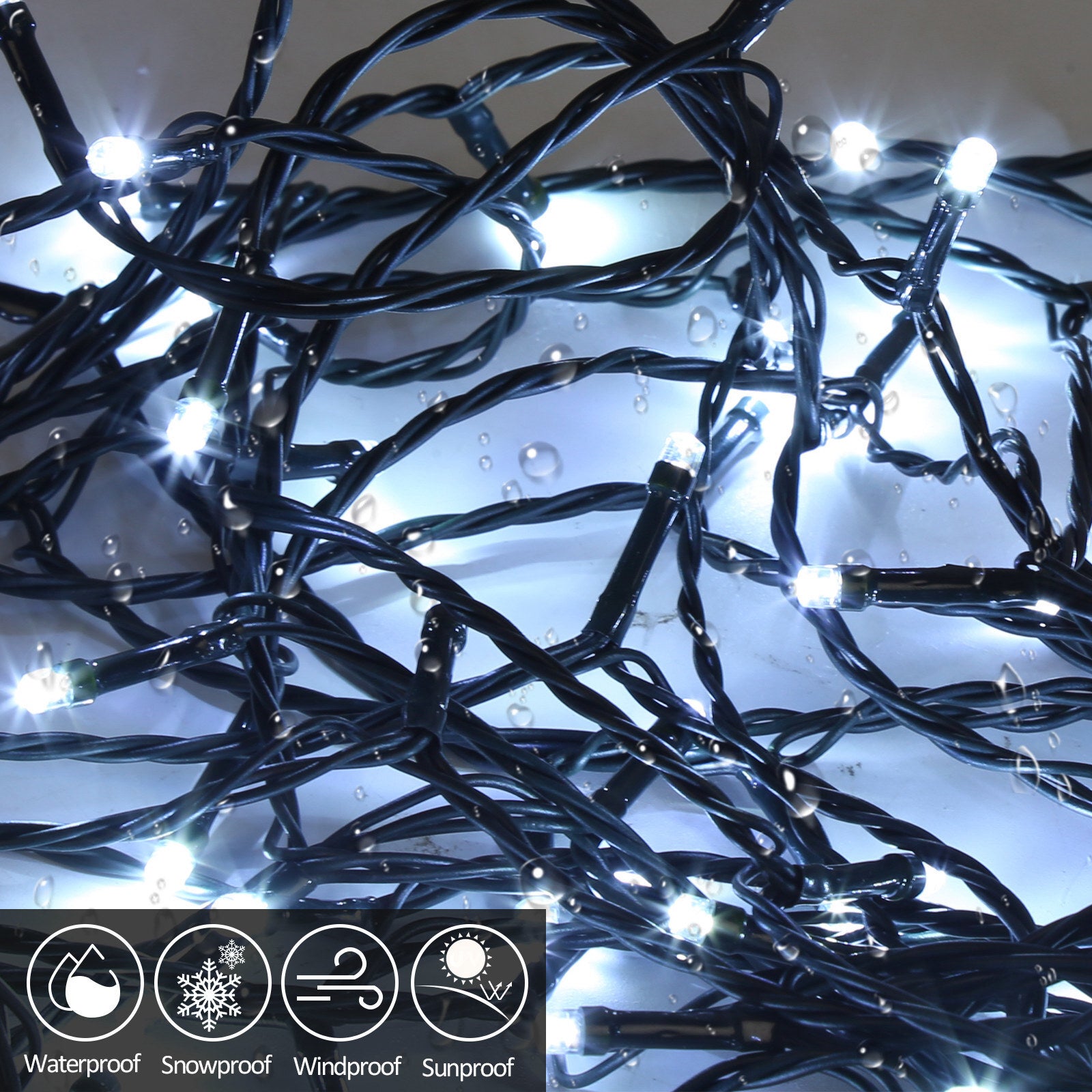 Guirlande lumineuse 20 m/200 LED pour extérieur, intérieur, carnaval, mariage, éclairage IP44, blanc froid - 3
