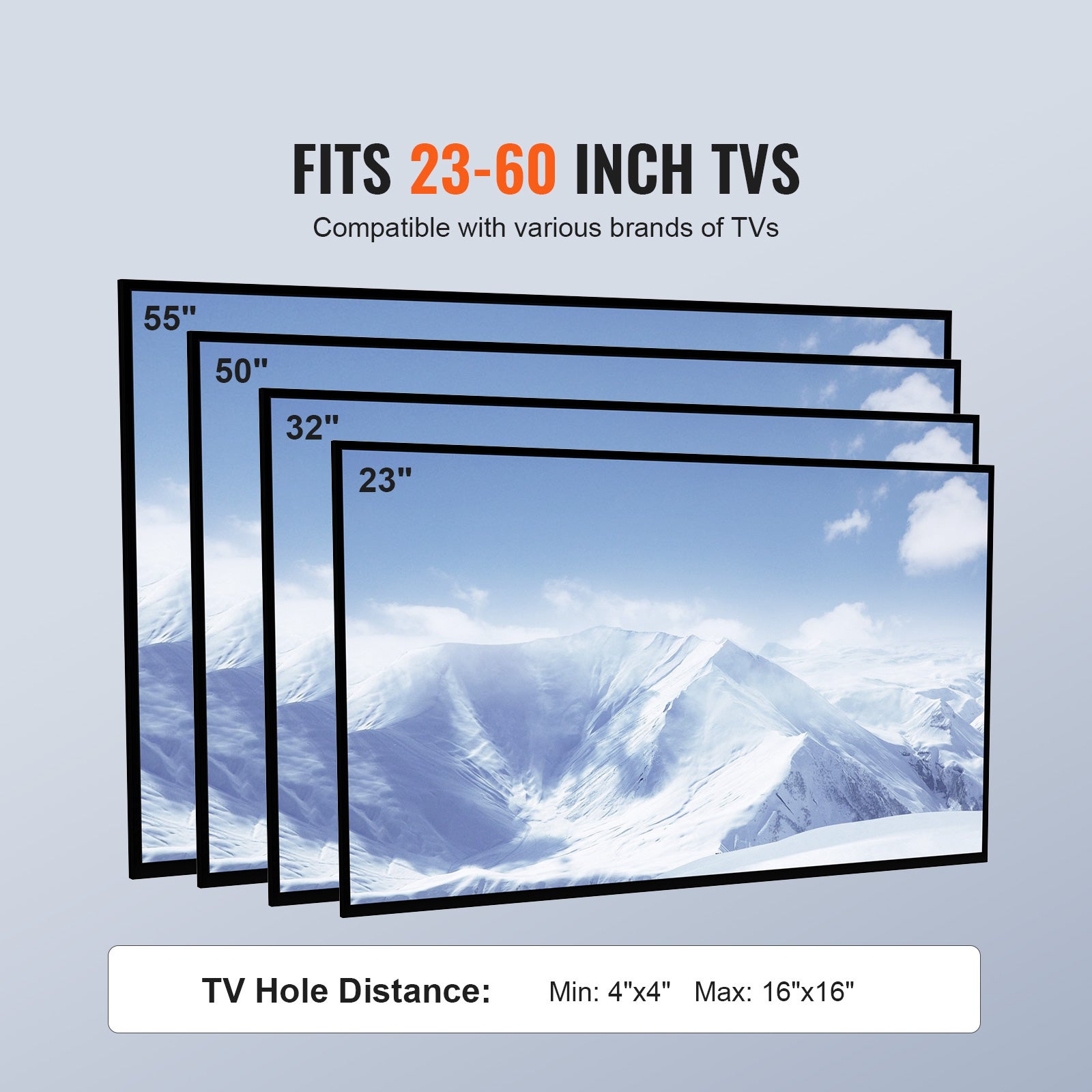 Support TV VEVOR sur Pied Universel pour Televisions de 23 a 60 pouces Chariot TV Hauteur Reglable a 3 Niveaux 143-154 cm Meuble TV Mobile Charge 40 k - 6