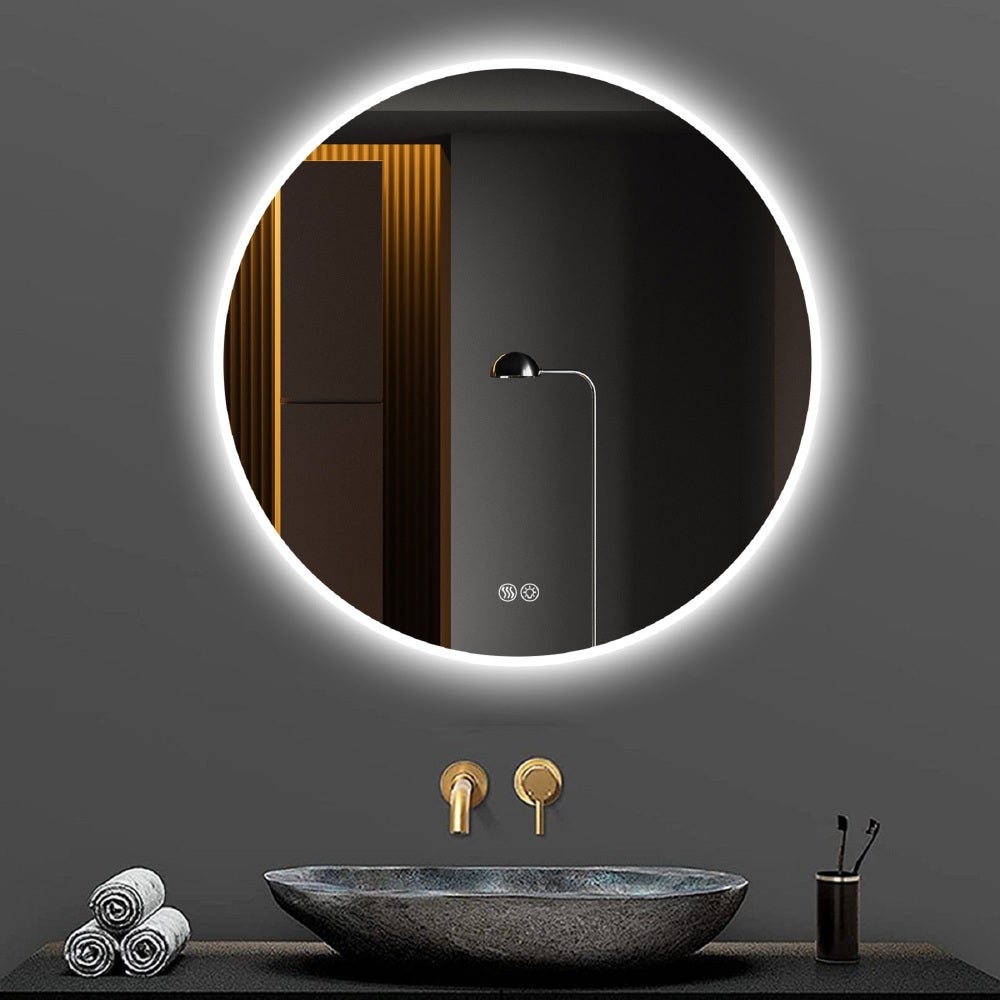 Miroir Rond LED 80cm Salle de Bain avec Éclairage Dimmable, Anti-Buée, 3 Températures de Couleur, Miroir Maquillage Moderne - 4