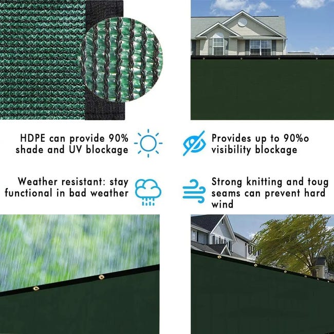 Brise Vue Balcon 70 X 400 Cm Vert Foncé - Filet Occultant UV Résistant Avec Oeillets