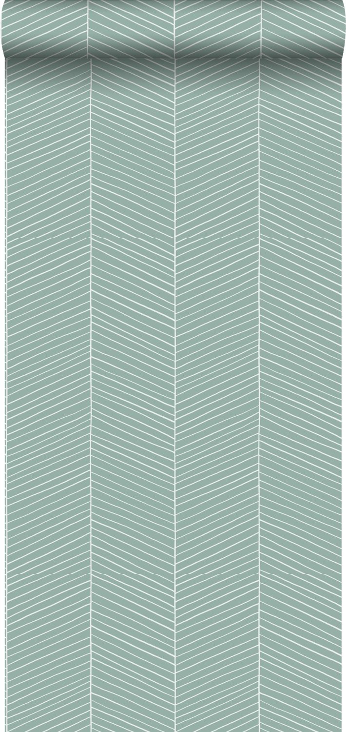 Papel pintado chevron menta verde - 0,53 x 10,05 m - walls4you