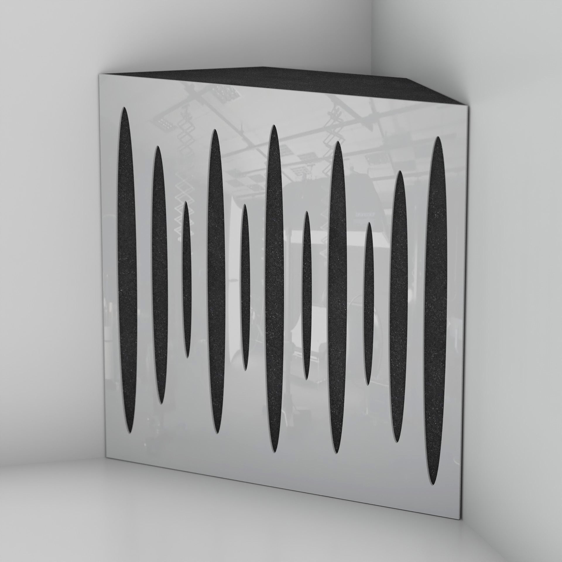 Lot de 4 Pièges à basses PULSE acoustiques insonorisants 50x50x10 cm - Plastique perforé et mousse acoustique - Blanc brilliant - 3