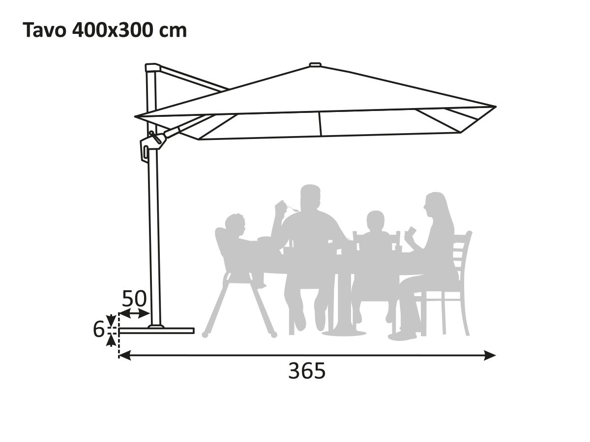 Parasol déporté Schneider Tavo naturel, 400 x 300 cm – rotatif 360°, inclinable, avec housse et support pour dalles - 10