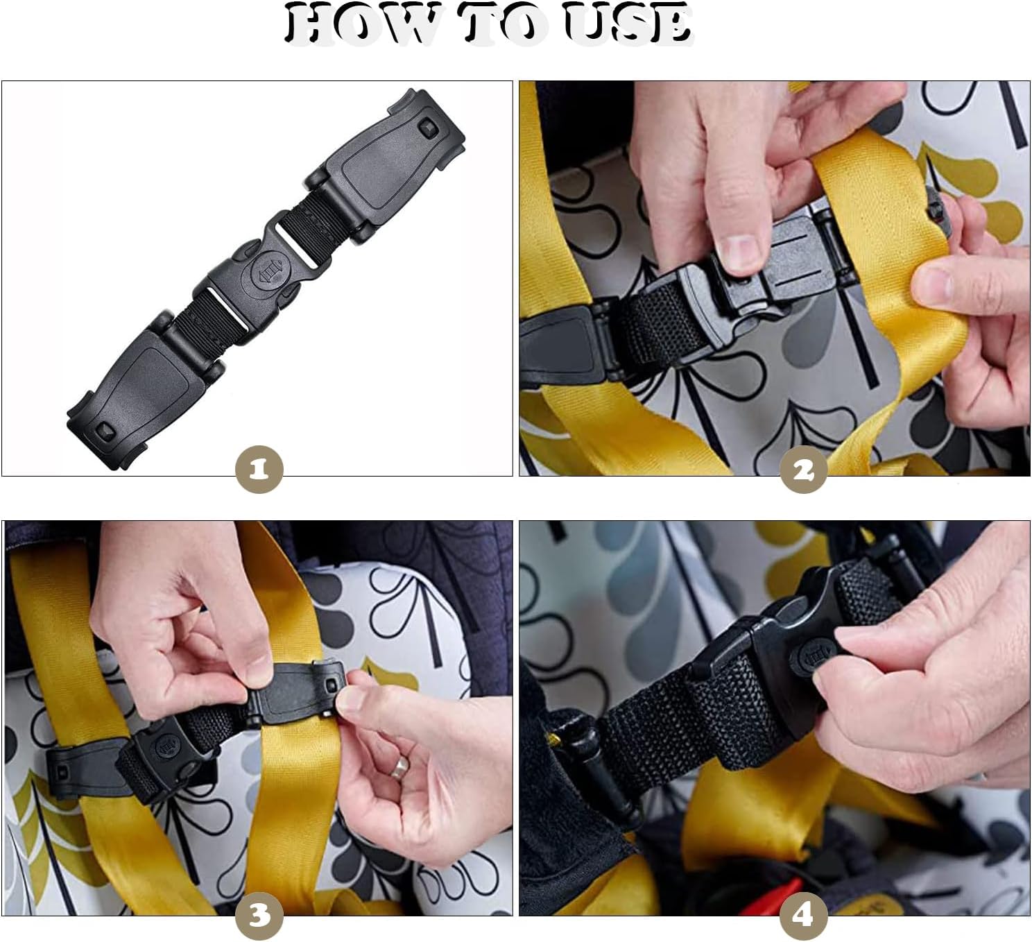 Clip de Sangle Enfant Auto 2 Pièces, Securite Siege Bebe, Chest Clip Ceinture de Sécurité Voiture pour Poussette et Sièges - 4