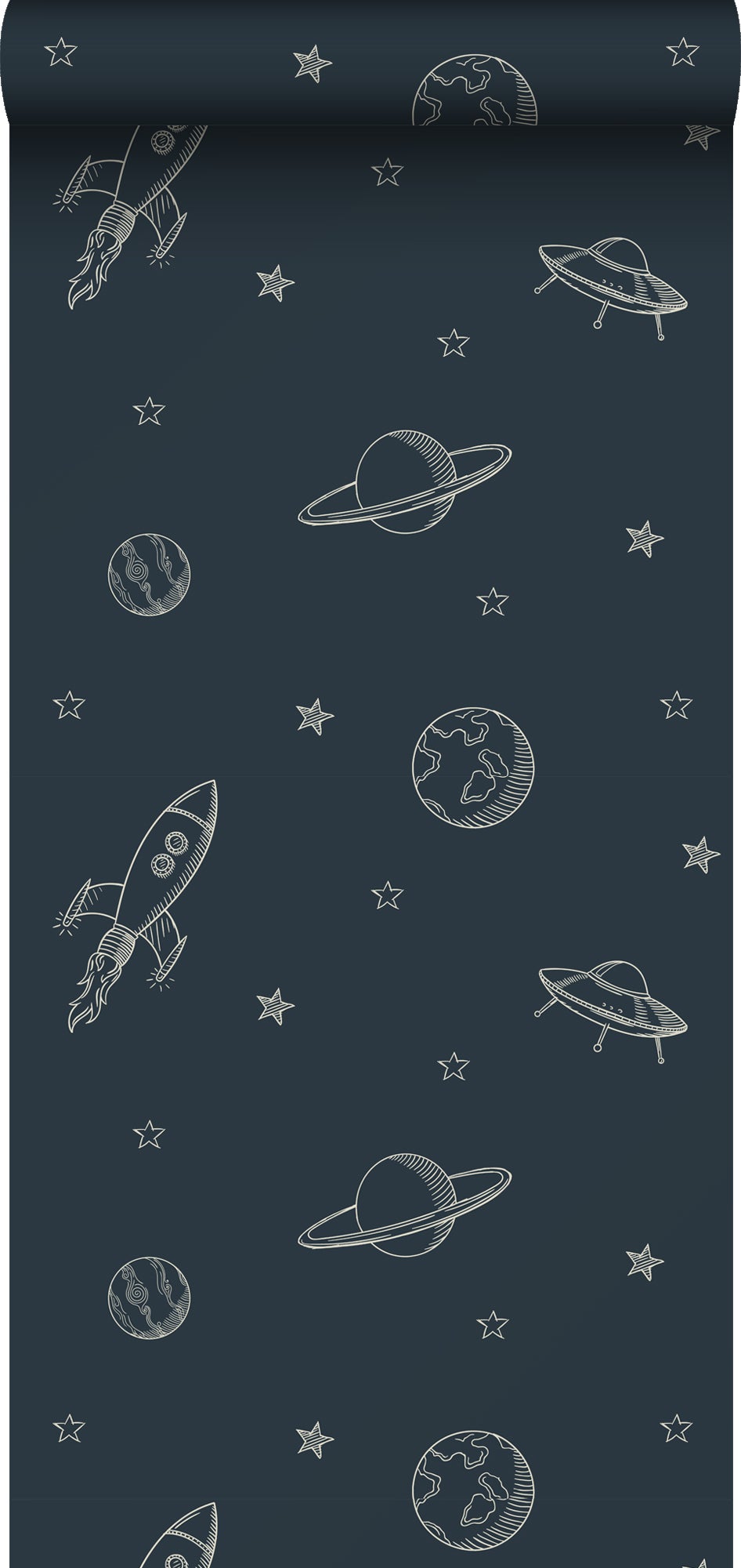 Tapeta planety w kosmosie ciemnoniebieskim - 53 cm x 10.05 m - ESTAHOME