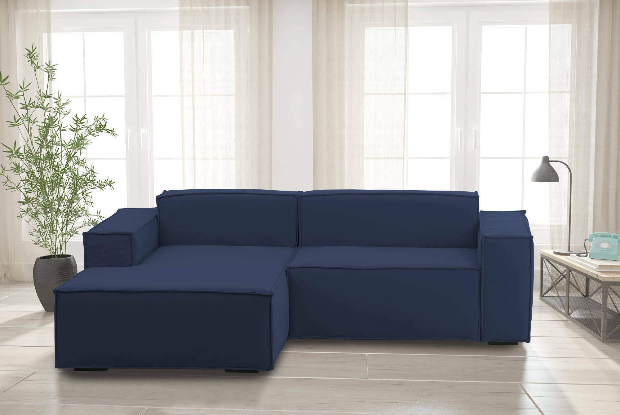 Sofá fijo con península Daniela, Sofá modular con chaise longue ...