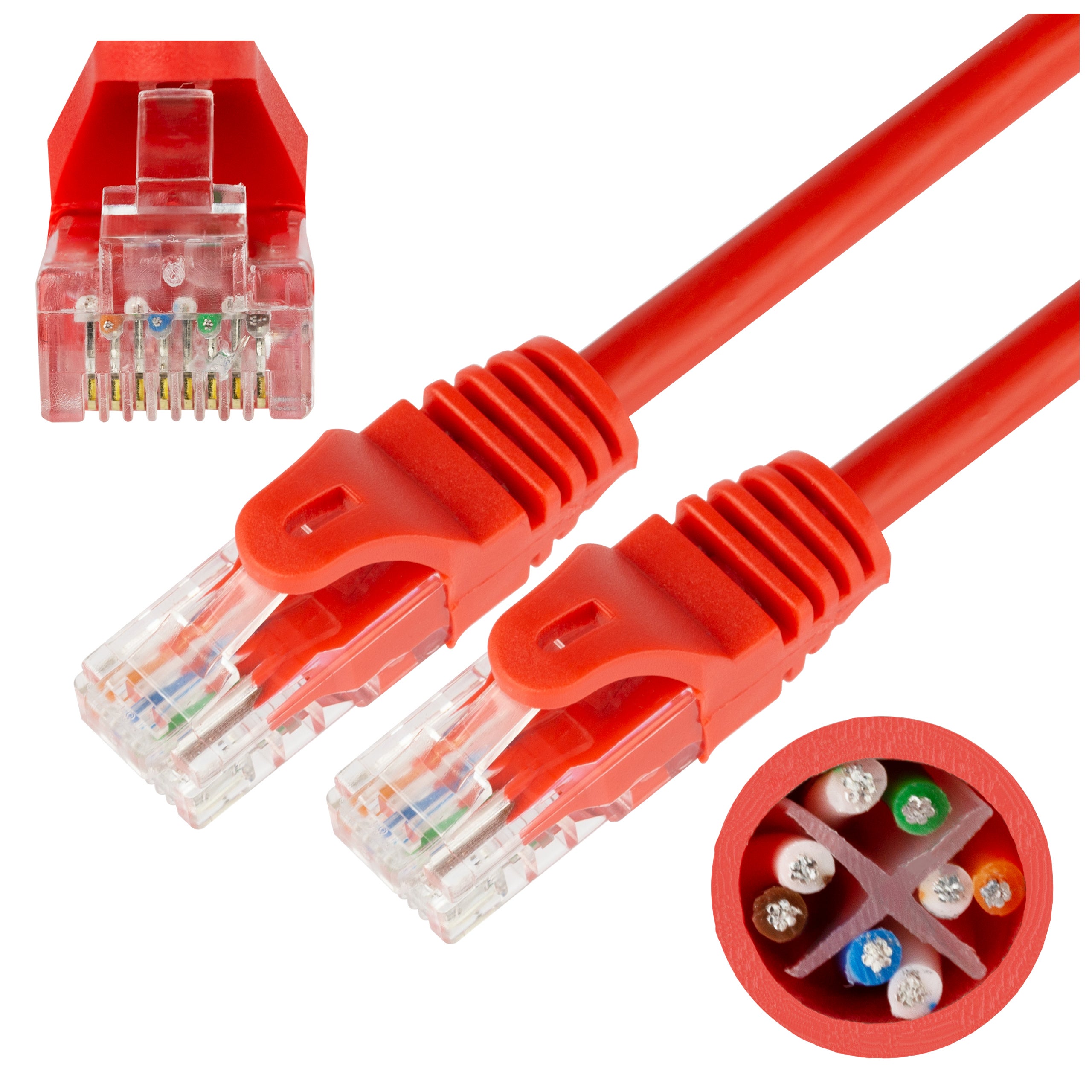NEKU Kabel Patchcord UTP RJ45 kat.6 czerwony 0,5m