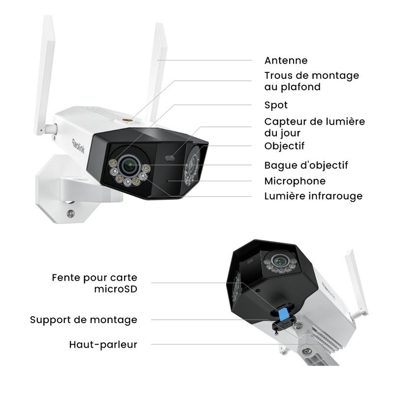 Caméra de surveillance 8K 16MP panorama 180°double objectif WiFi 6 filaire, Reolink - 7