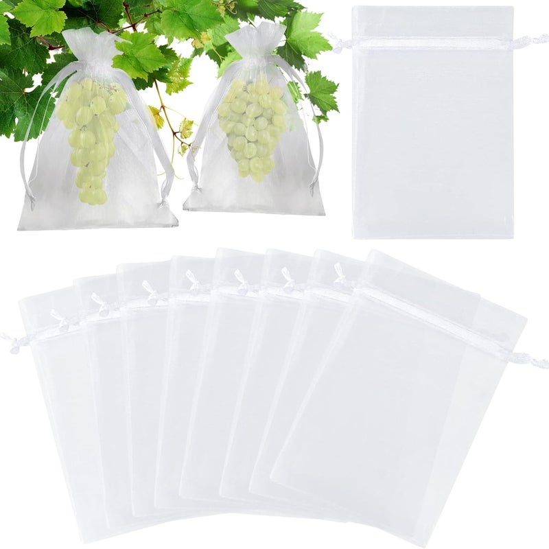 100 woreczków siatkowych do ochrony owoców, białe woreczki prezentowe z organzy, duży format, 17 x 23 cm