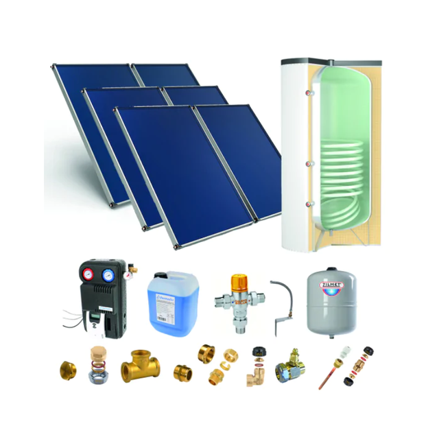 Chauffe-eau solaire : 6 capteurs solaires fixation toiture inclinée + ballon ECS 800L - THERMADOR - PSOLECSE68