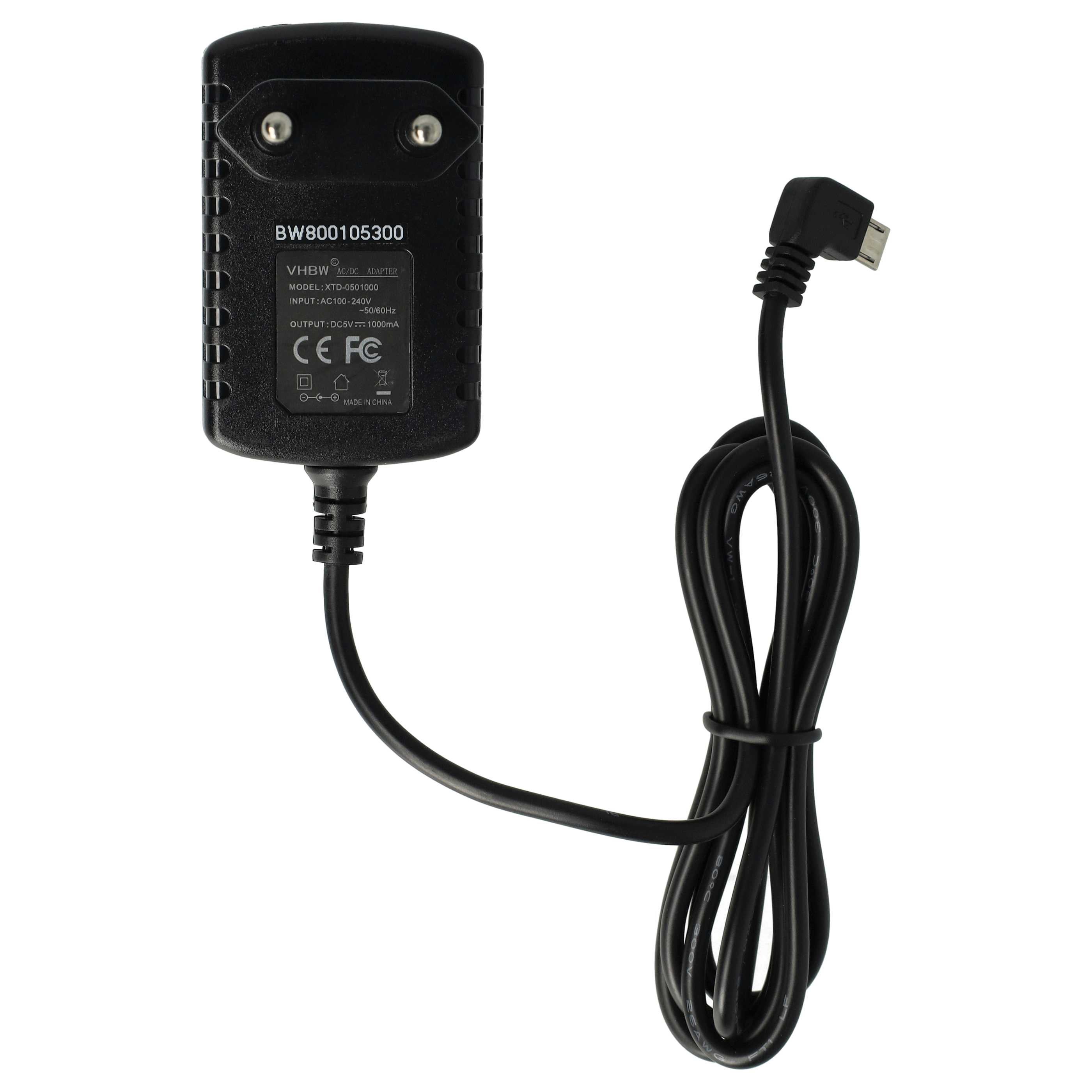 vhbw Chargeur micro-USB 1,0 A / 5V compatible avec Jabra Supreme UC, Motion UC, Motion Serie, Link 950 smartphone, tablette, lecteur MP3, etc., coudé - 2
