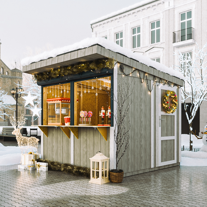 Kiosk panelowy Premium - 5,9 m² - wys. 240 x 248 x 305 cm - konstrukcja paneli LP Smartside - Timbela M950-TUNDRA GREY