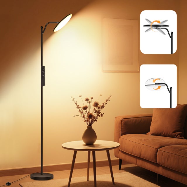 Luvkczc Lampada Da Terra Alta 183 Cm Con Luci Di Lettura Regolabili – Torchiere Moderna 3000K – 3 Lampadine LED Incluse – Per Soggiorno E Camera Da Letto - 2
