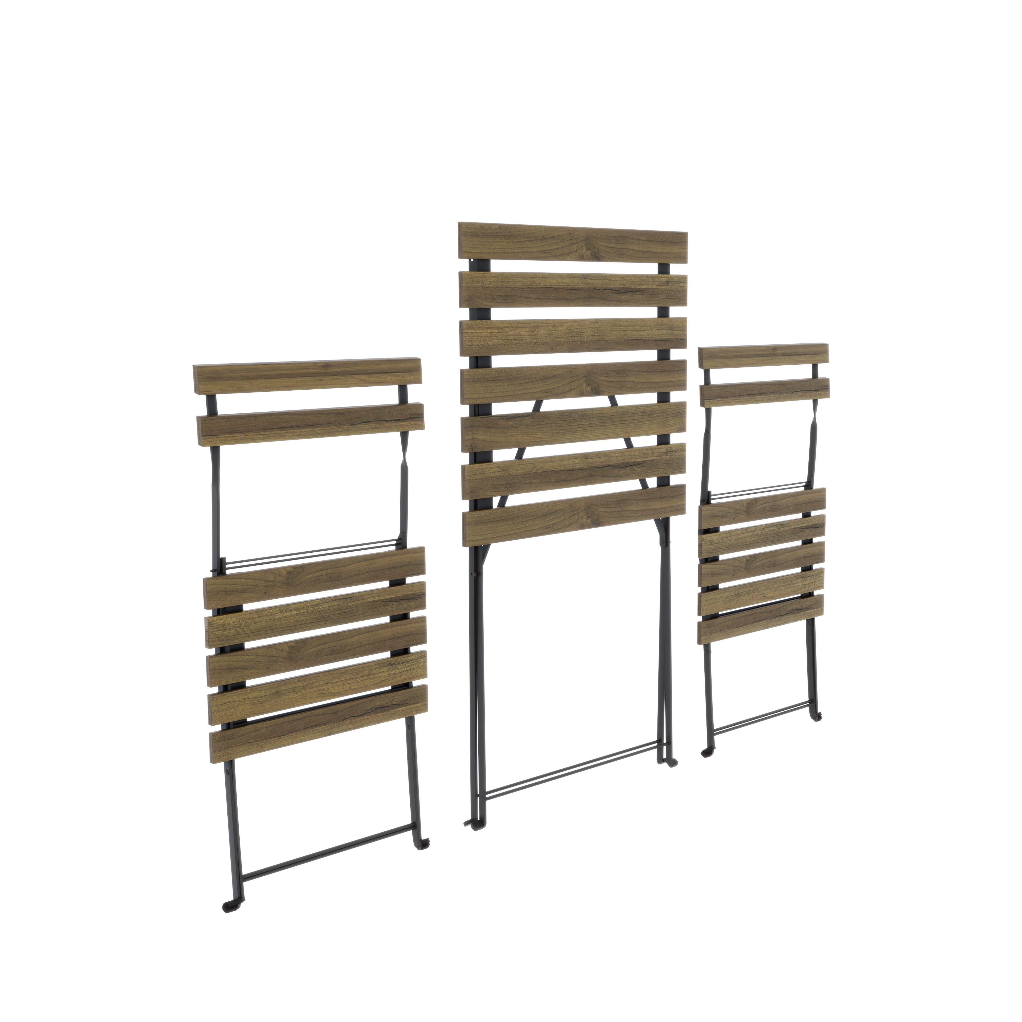 Set Bistrot 2 Sedie Con Tavolino Pieghevole Salvaspazio In Legno Di Acacia E Metallo Salottino Salotto Patio Giardino Balcone Veranda Esterno Marrone - 4