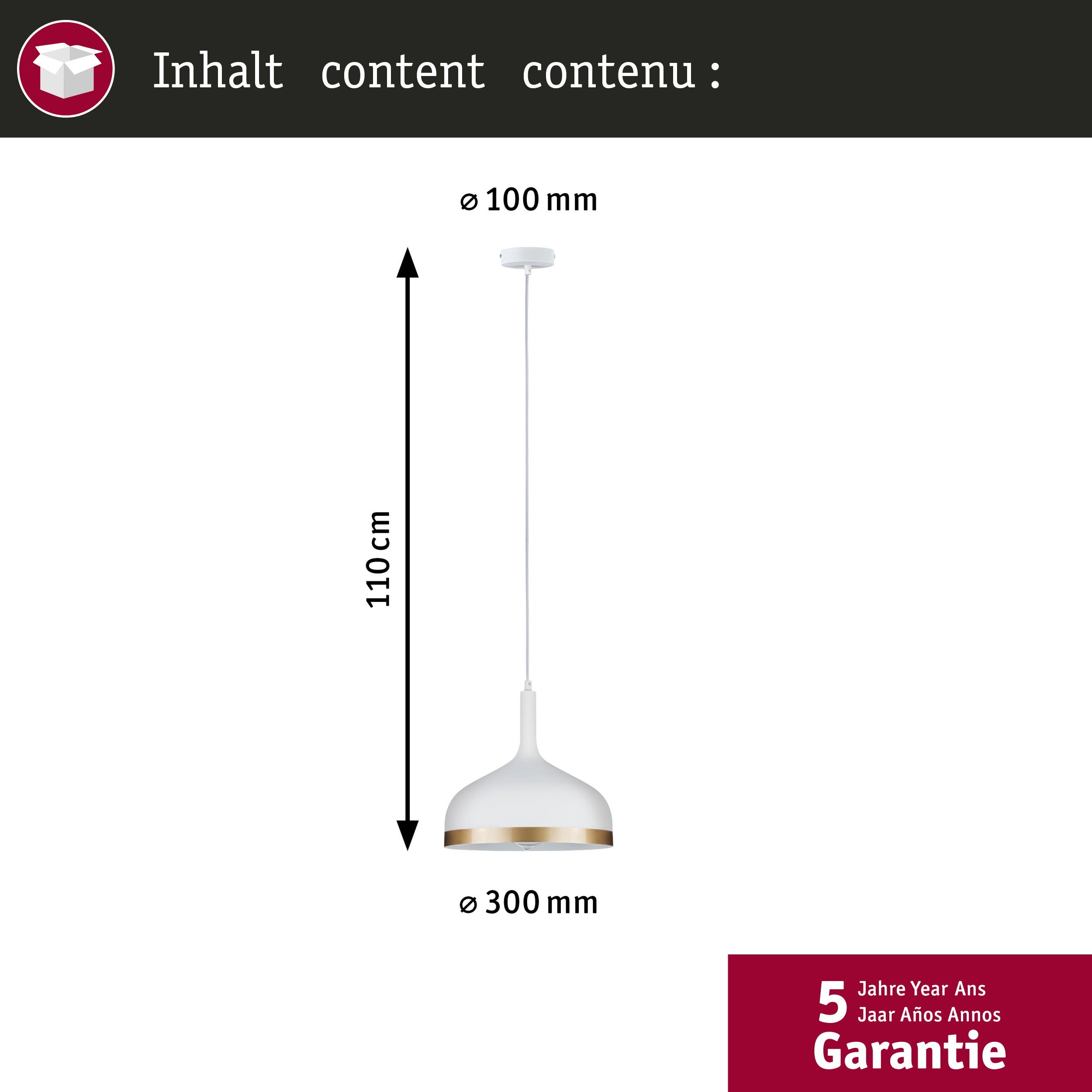 Luminaire en suspension Embla E27 max. 20W Blanc dépoli, Doré gradable Métal - 4