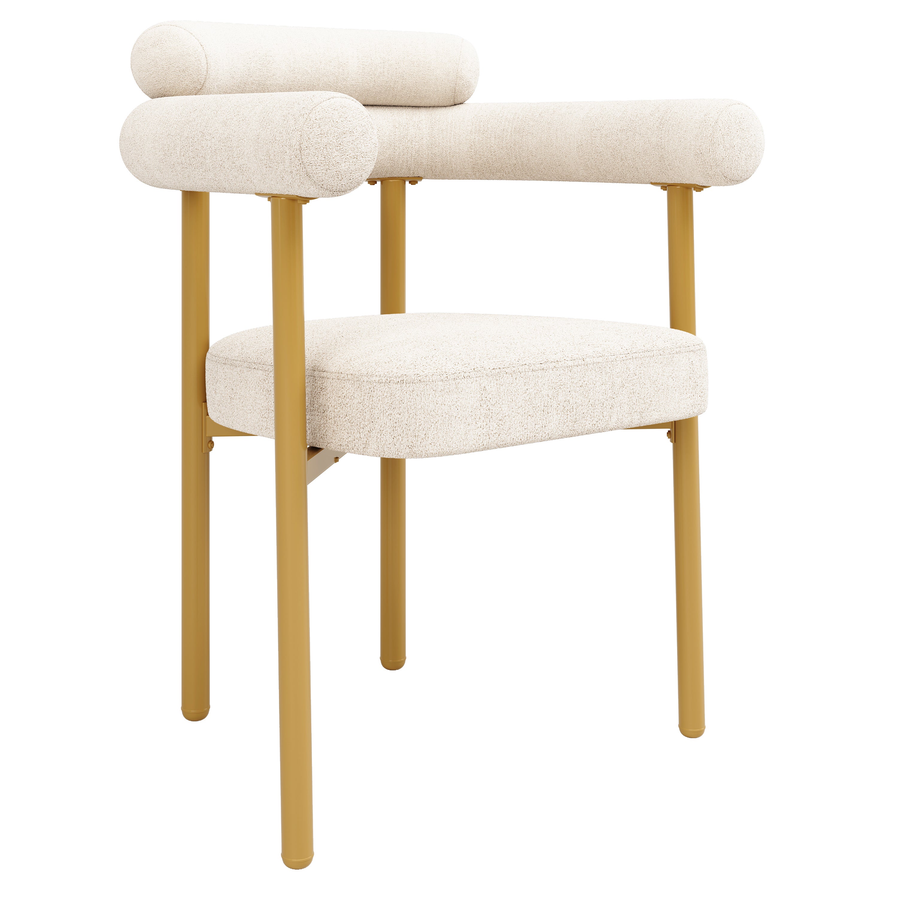 Ensemble table à manger + 6 chaises en velours - 140 x 80 x 75 cm - MDF + Pieds en métal doré - Beige - 9