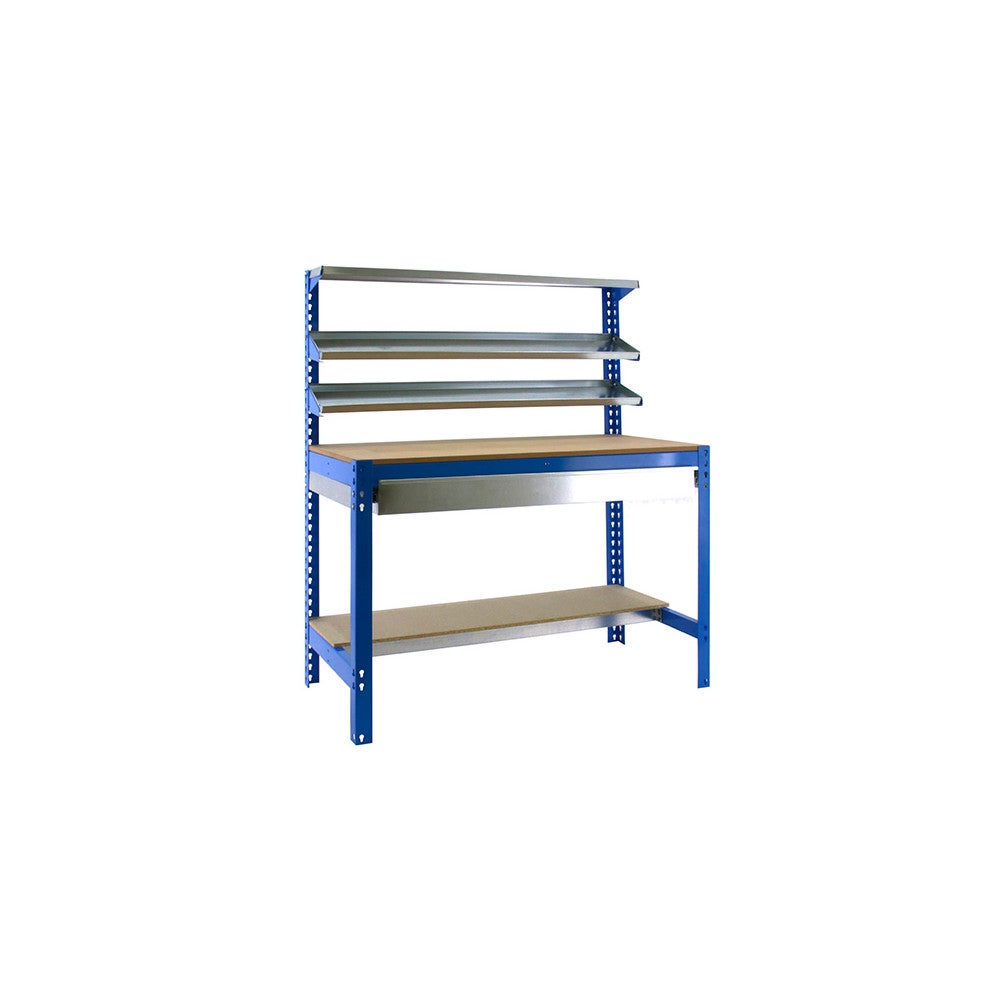 Bancada de trabalho SIMONWORK com 5 prateleiras (144,5x91x61cm) AZUL E MADEIRA - 5