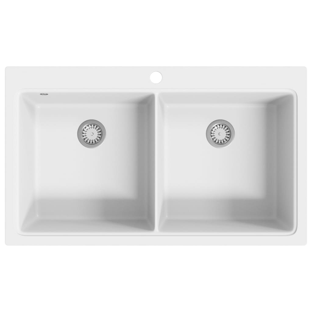 Fregadero Encastrable De Granito Blanco Crema De Dos Cubetas CFW980301 fregadero-encastrable-de-granito-blanco-crema-de-dos-cubetas-cfw980301