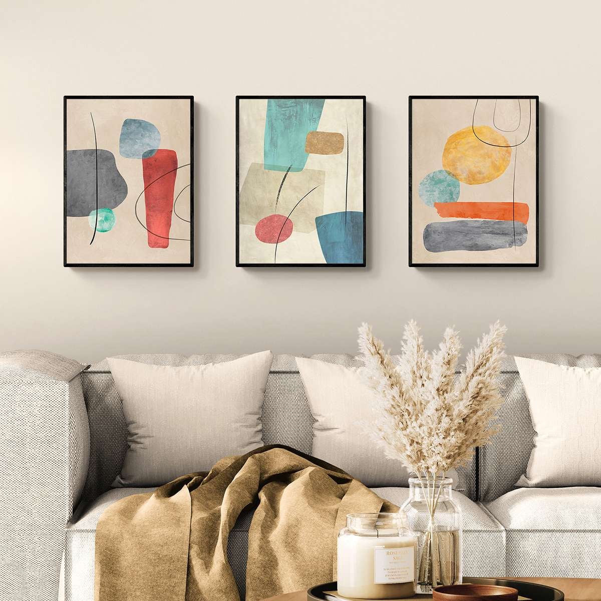 PYNVDD Set di 3 poster in stile bohémien, con pianta estetica, immagini moderne, astratte, decorazione da parete, senza cornice (poster 09,50 x 70 cm x 3 pezzi) : PYNVDD