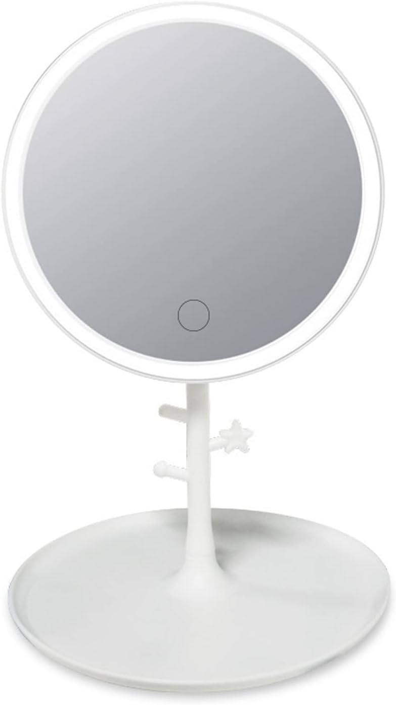 YITAHOME Miroir Maquillage LED Lumineux 58x46 Cm - 3 Couleurs Dimmable Tactile USB - Grossissant 10x - Montage Mural Ou Pose Table Blanc