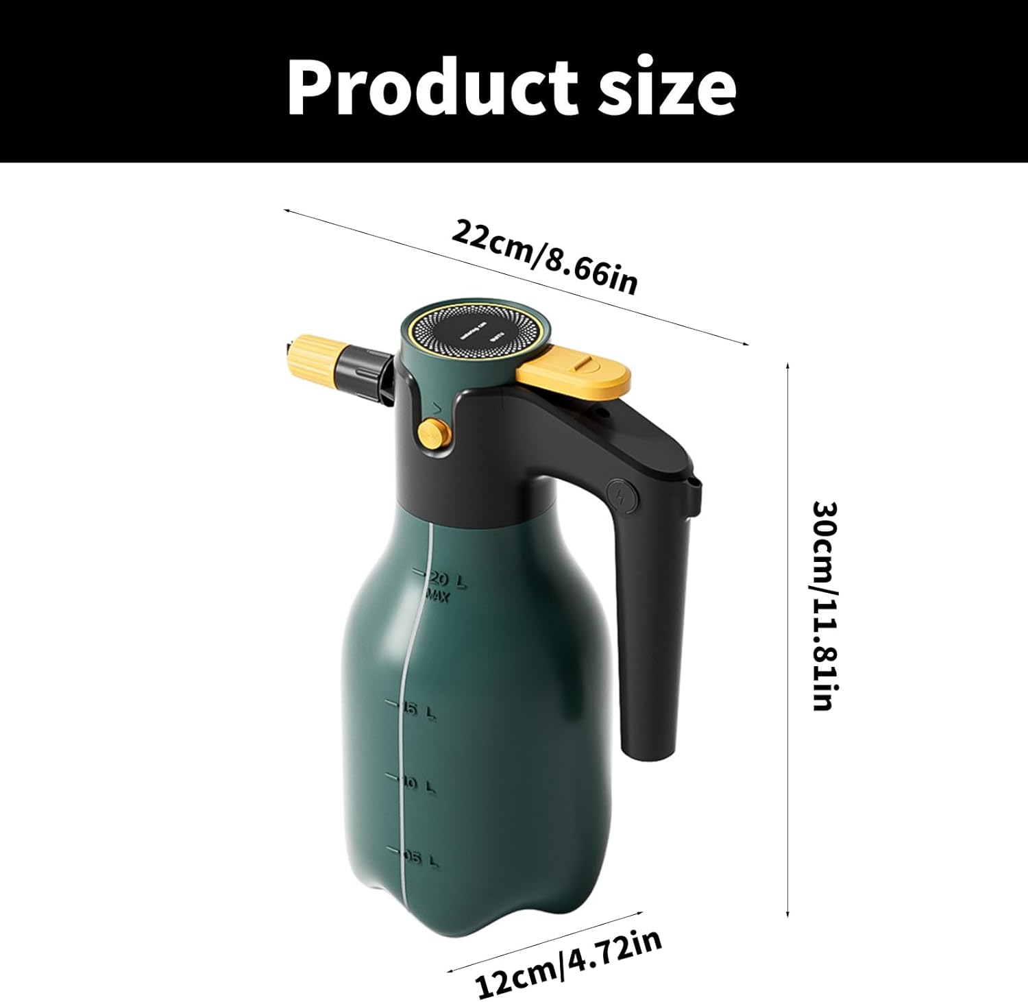 Pulvérisateur électrique à mousse de 2L, pistolet de nettoyage haute pression, arrosoir grande capacité, convient aux voitures, jardins et terrasses. - 2